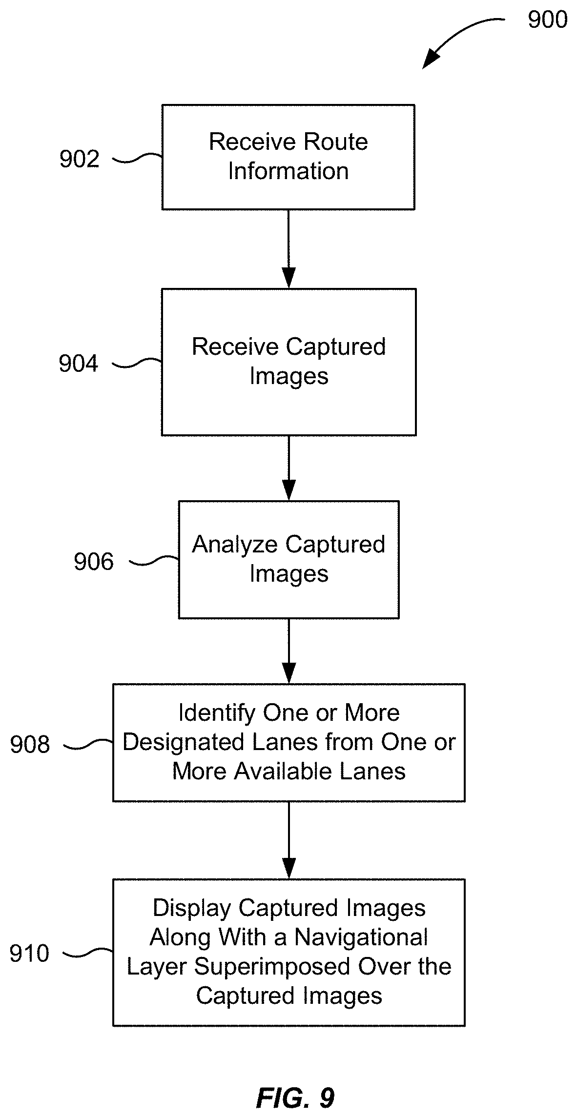 Patent US11776254 Figure 9 – Navigation using augmented reality