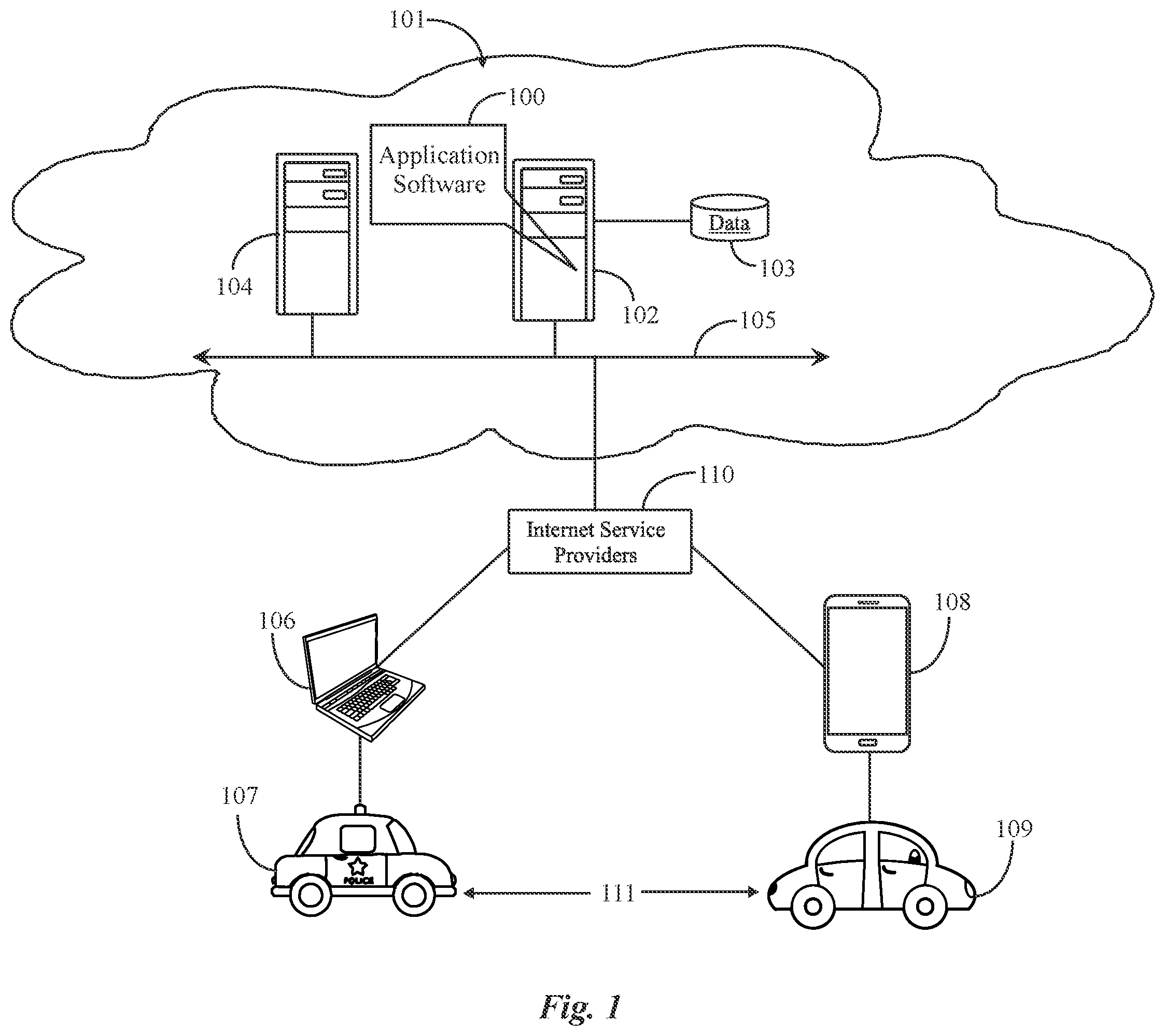 Patent US11776293 — System and method for increasing safety during law enforcement stops — Figure 1