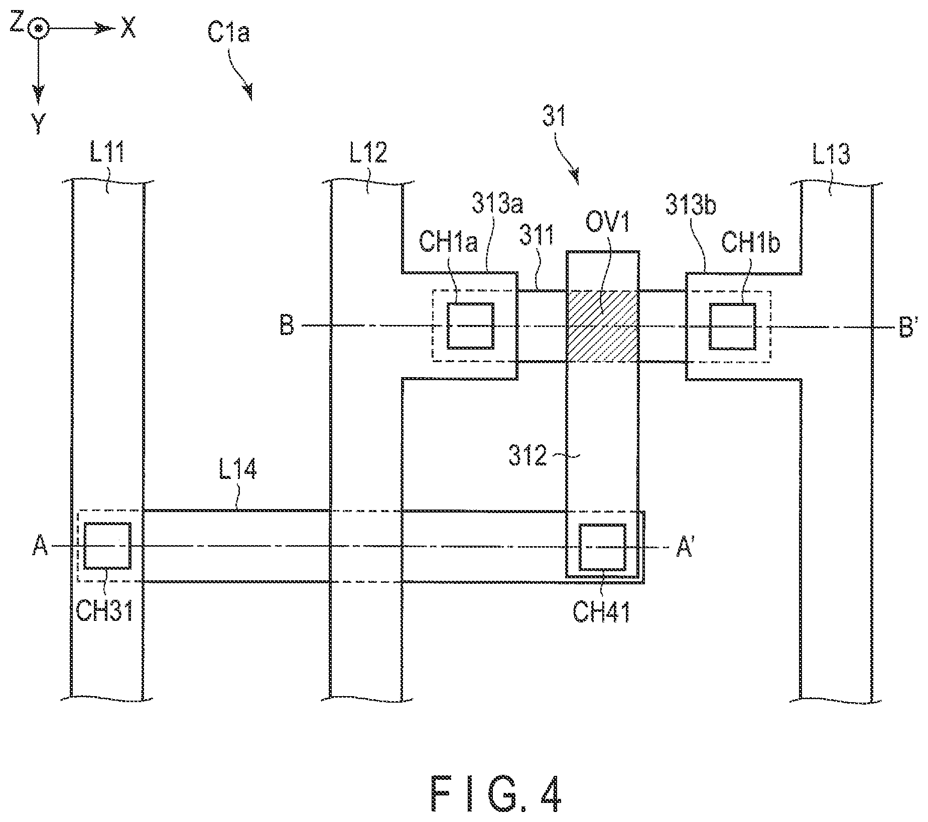 Patent US11776295 Figure 4 – Detection device with thin film transistors