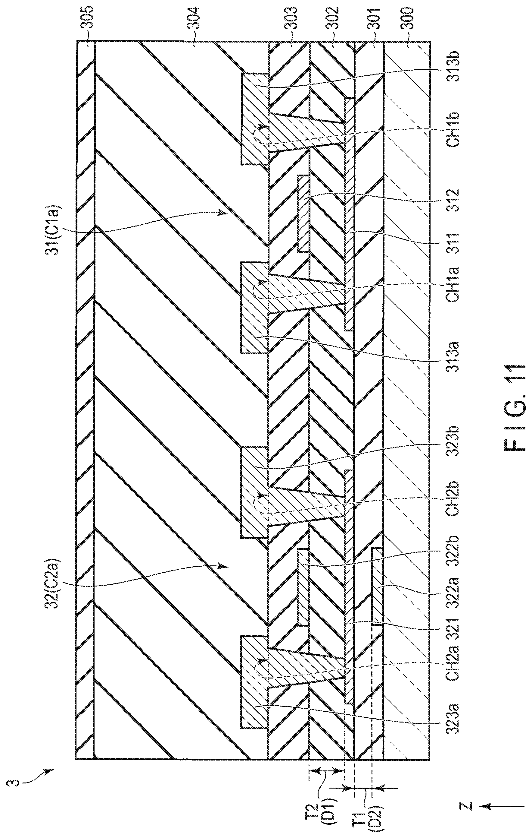 Patent US11776295 Figure 11 – Detection device with thin film transistors