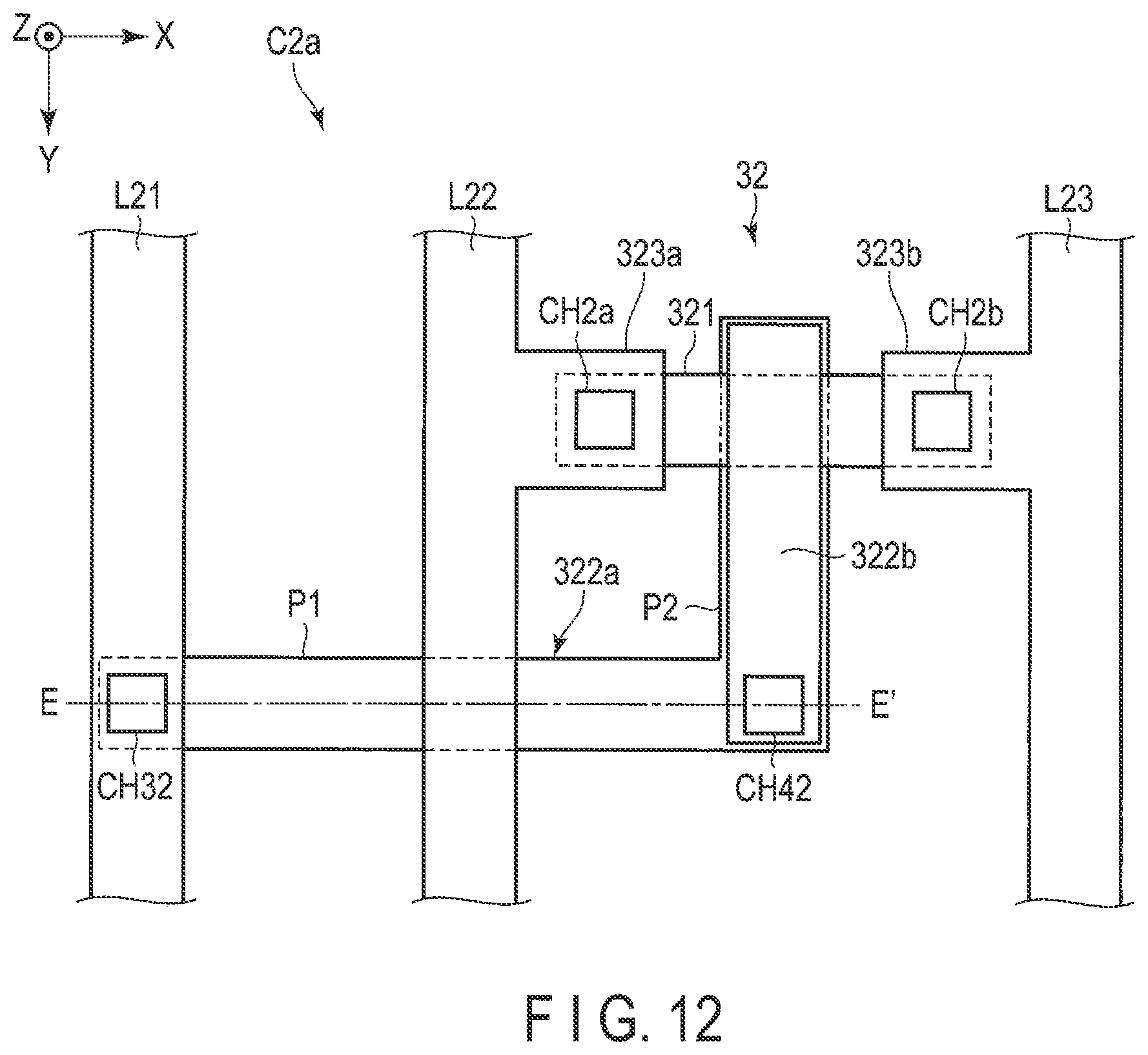 Patent US11776295 Figure 12 – Detection device with thin film transistors