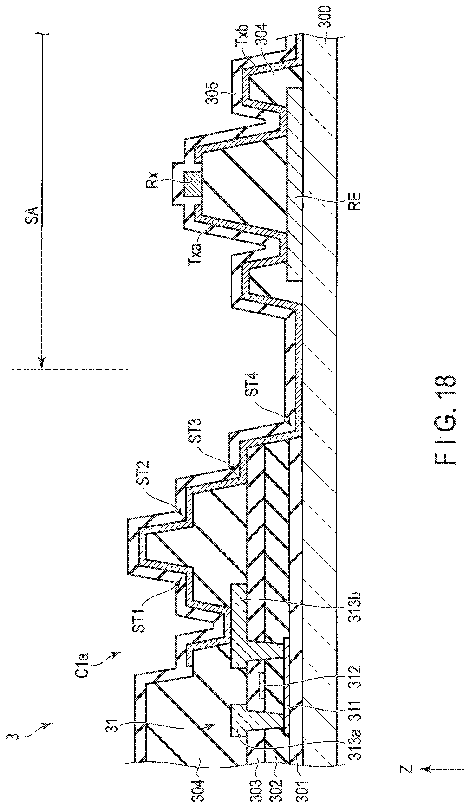 Patent US11776295 Figure 18 – Detection device with thin film transistors