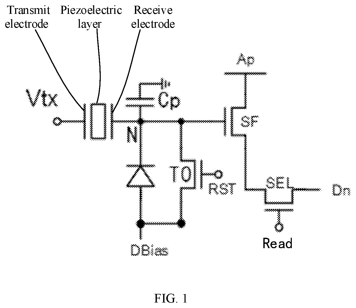 Patent US11776296 Figure 1 – Ultrasonic fingerprint recognition circuit, method for driving same, and display device