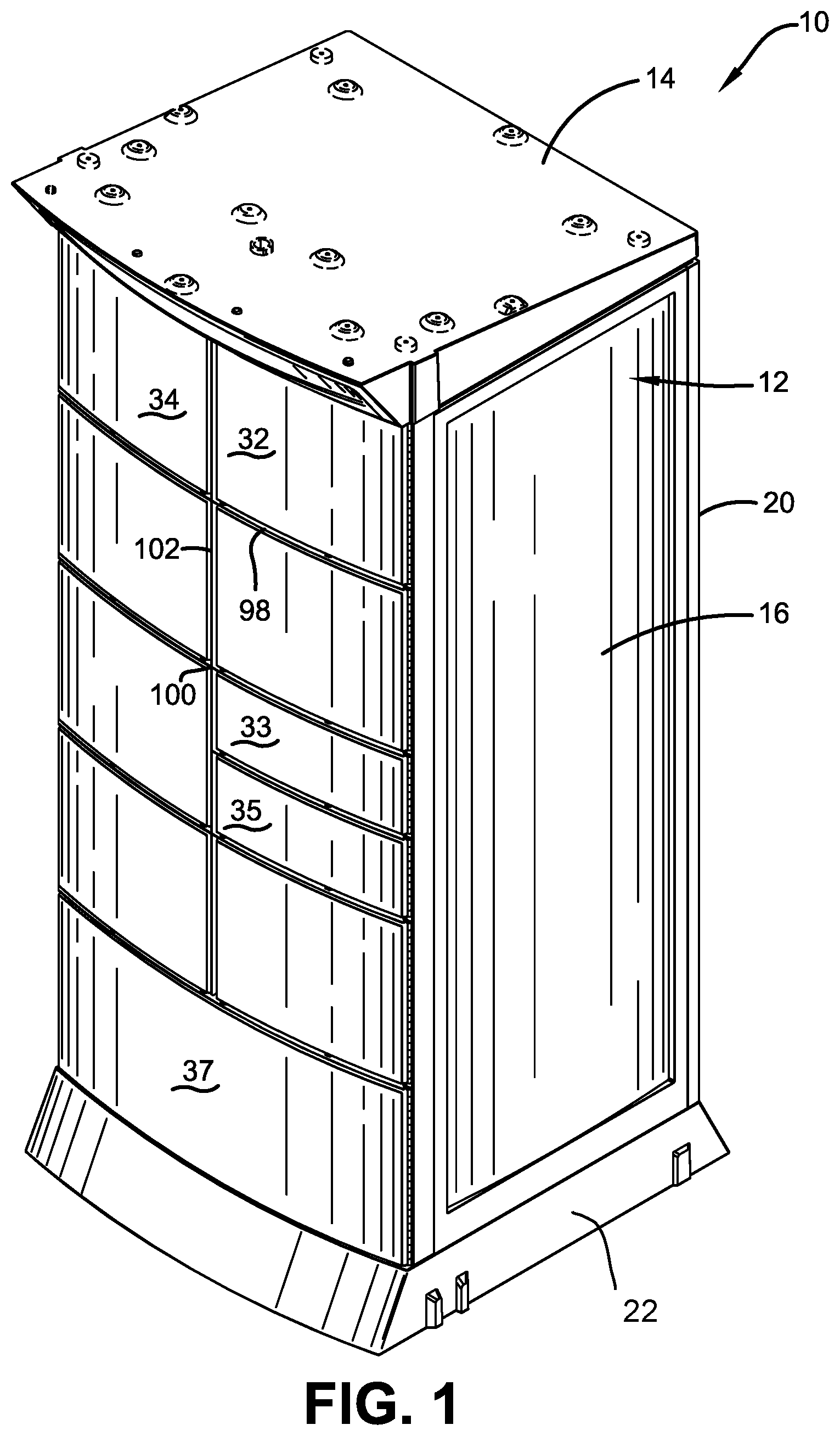 Patent US11776338 — System for parcel transport and tracking operated responsive to data bearing records — Figure 1
