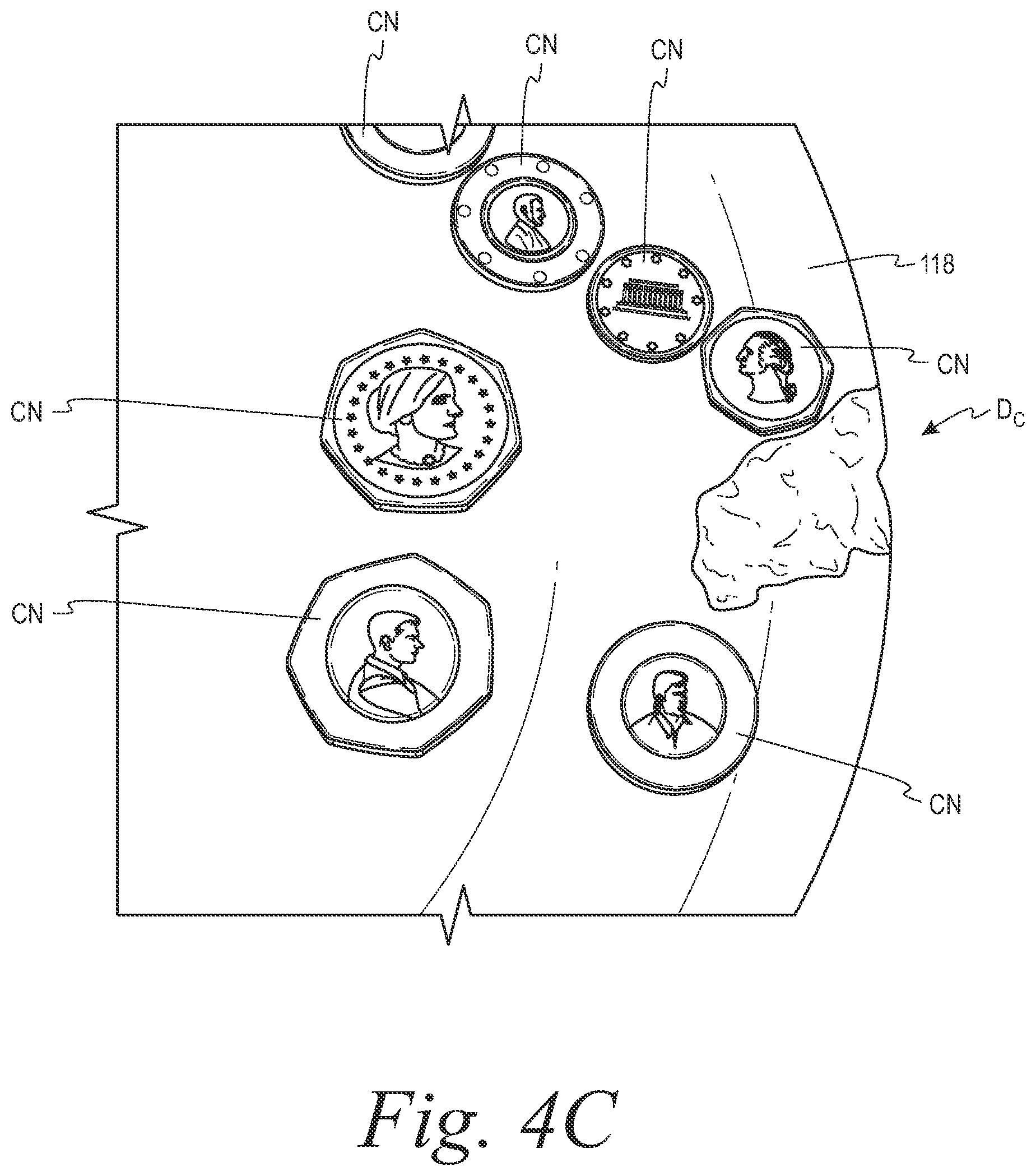 Patent US11776345 Figure 6 – Coin pad for coin processing system