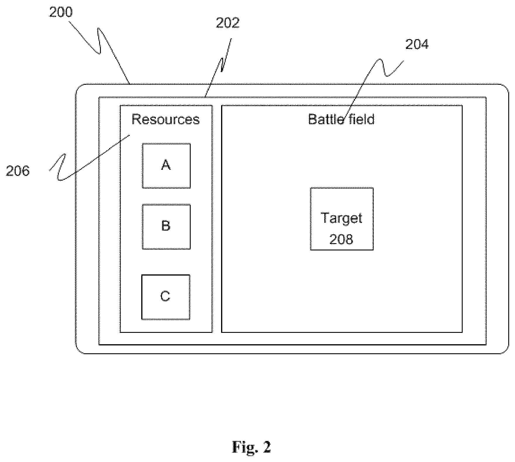 Patent US11776352 Figure 2 – Graphical user interface for a gaming system