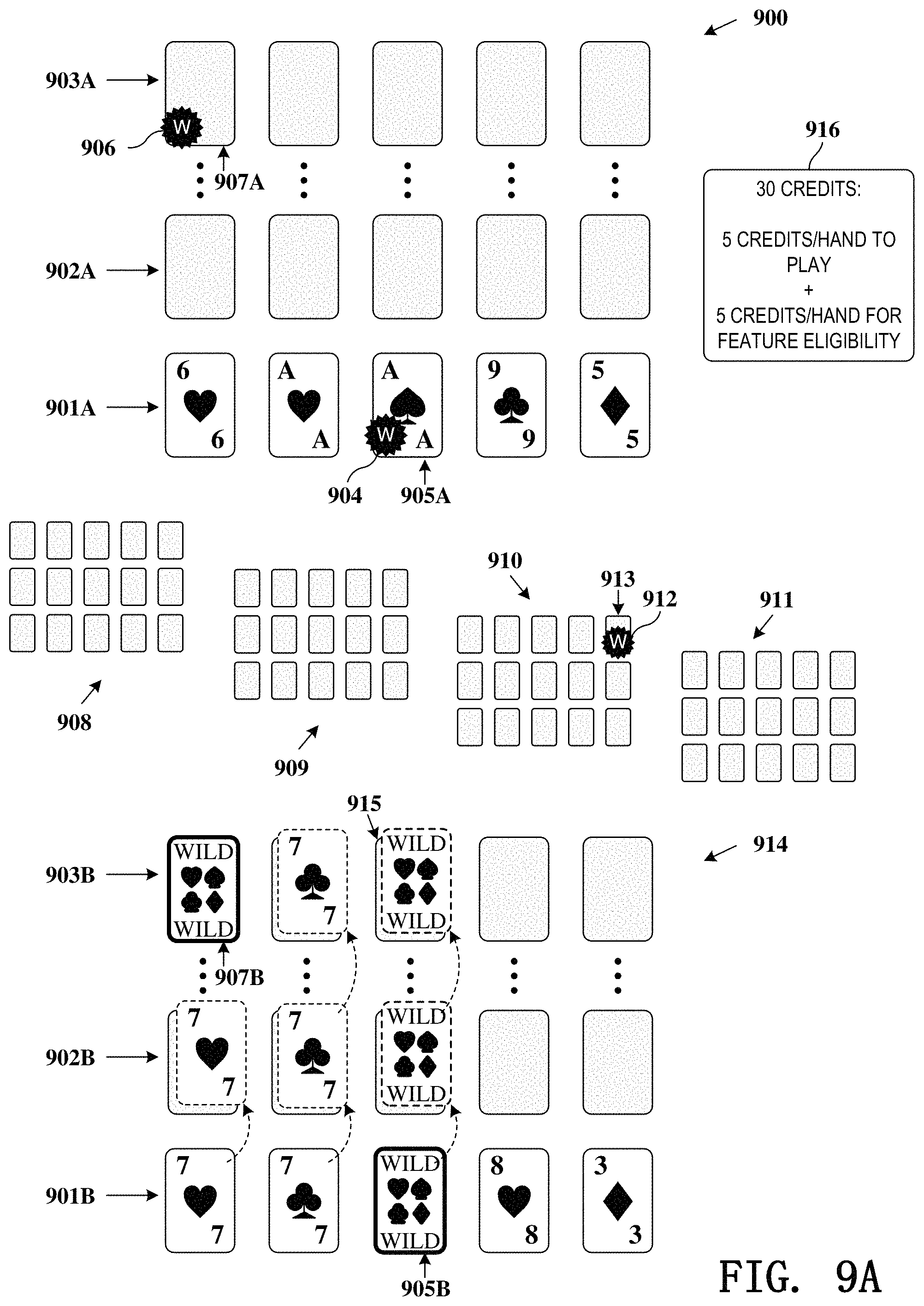 Patent US11776359 Figure 9 – Gaming devices and methods for enhancing future gaming events