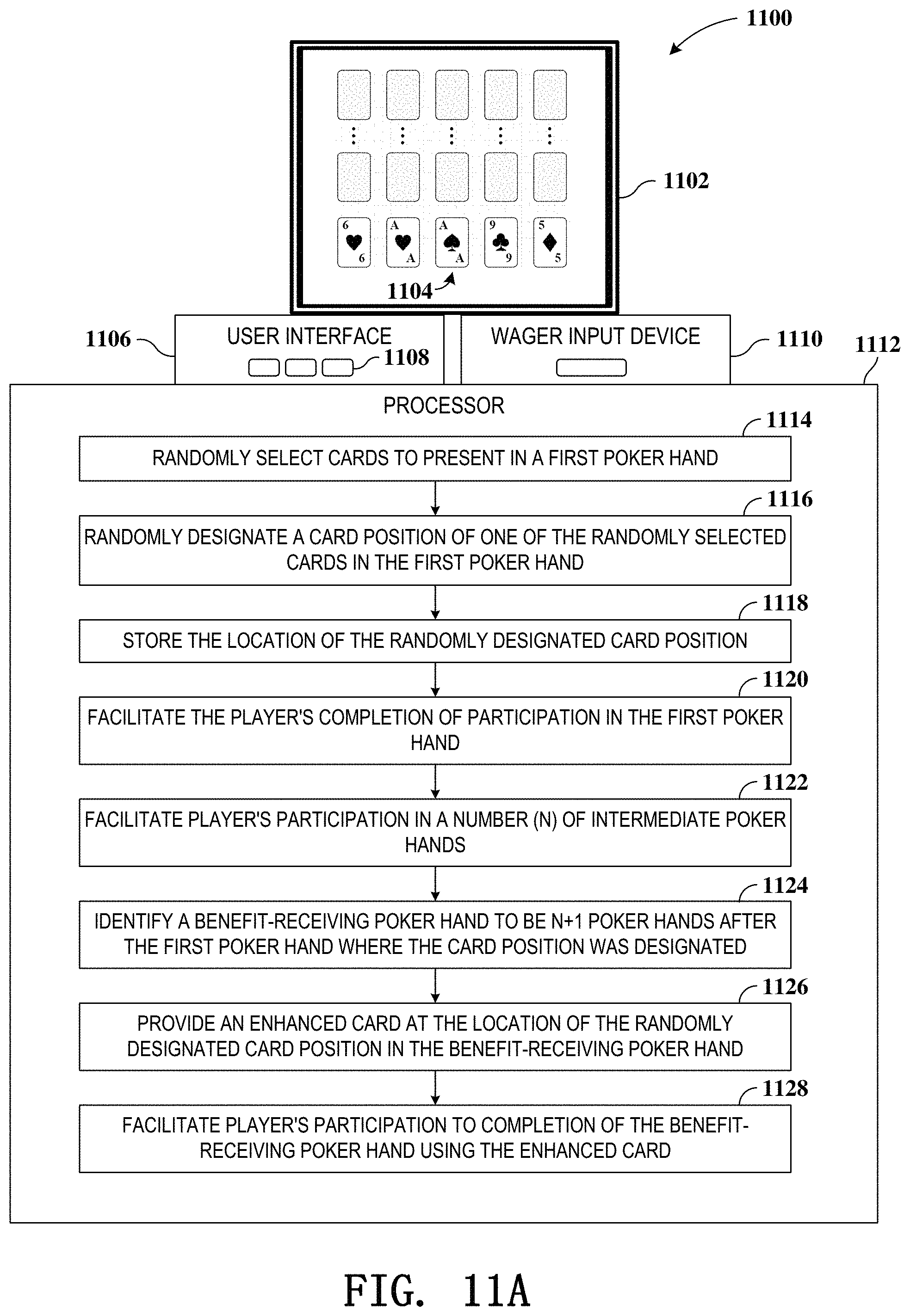 Patent US11776359 Figure 13 – Gaming devices and methods for enhancing future gaming events
