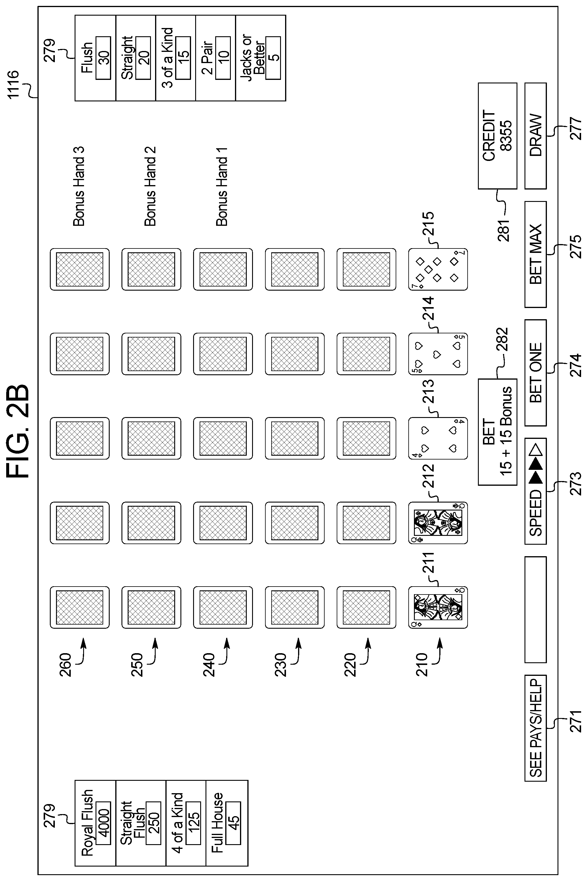 Patent US11776361 Figure 3 – Gaming system and method providing a wagering game with a bonus hands feature