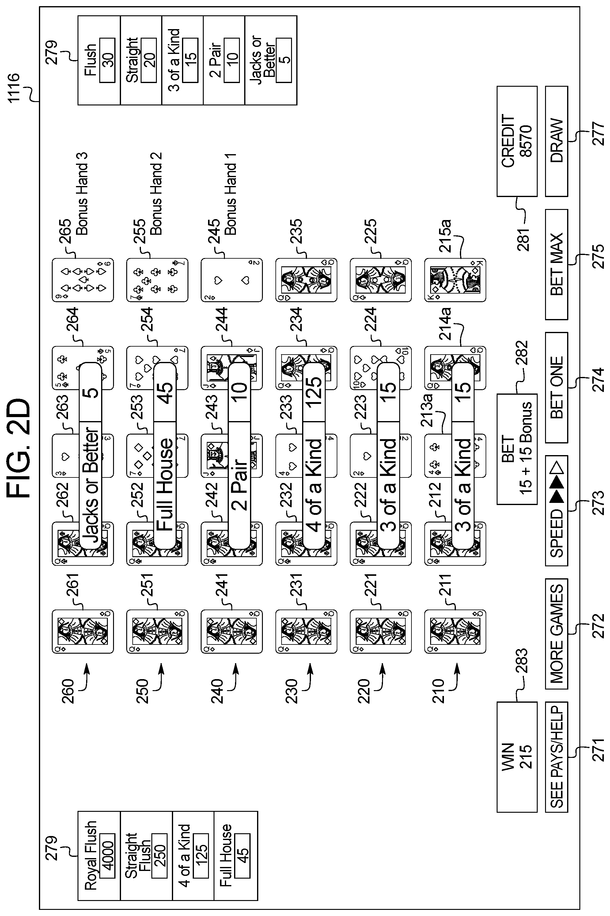 Patent US11776361 Figure 5 – Gaming system and method providing a wagering game with a bonus hands feature