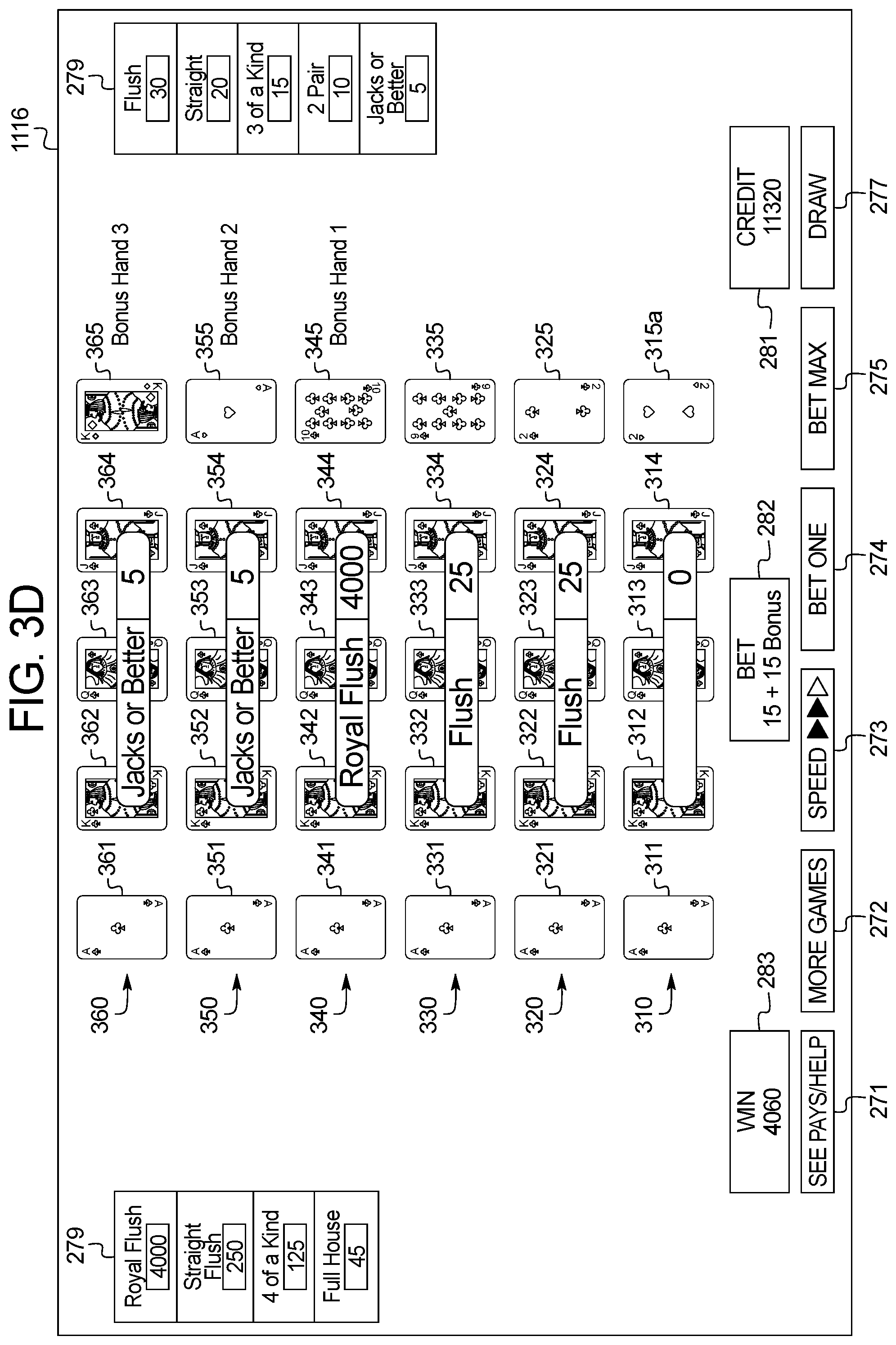 Patent US11776361 Figure 9 – Gaming system and method providing a wagering game with a bonus hands feature