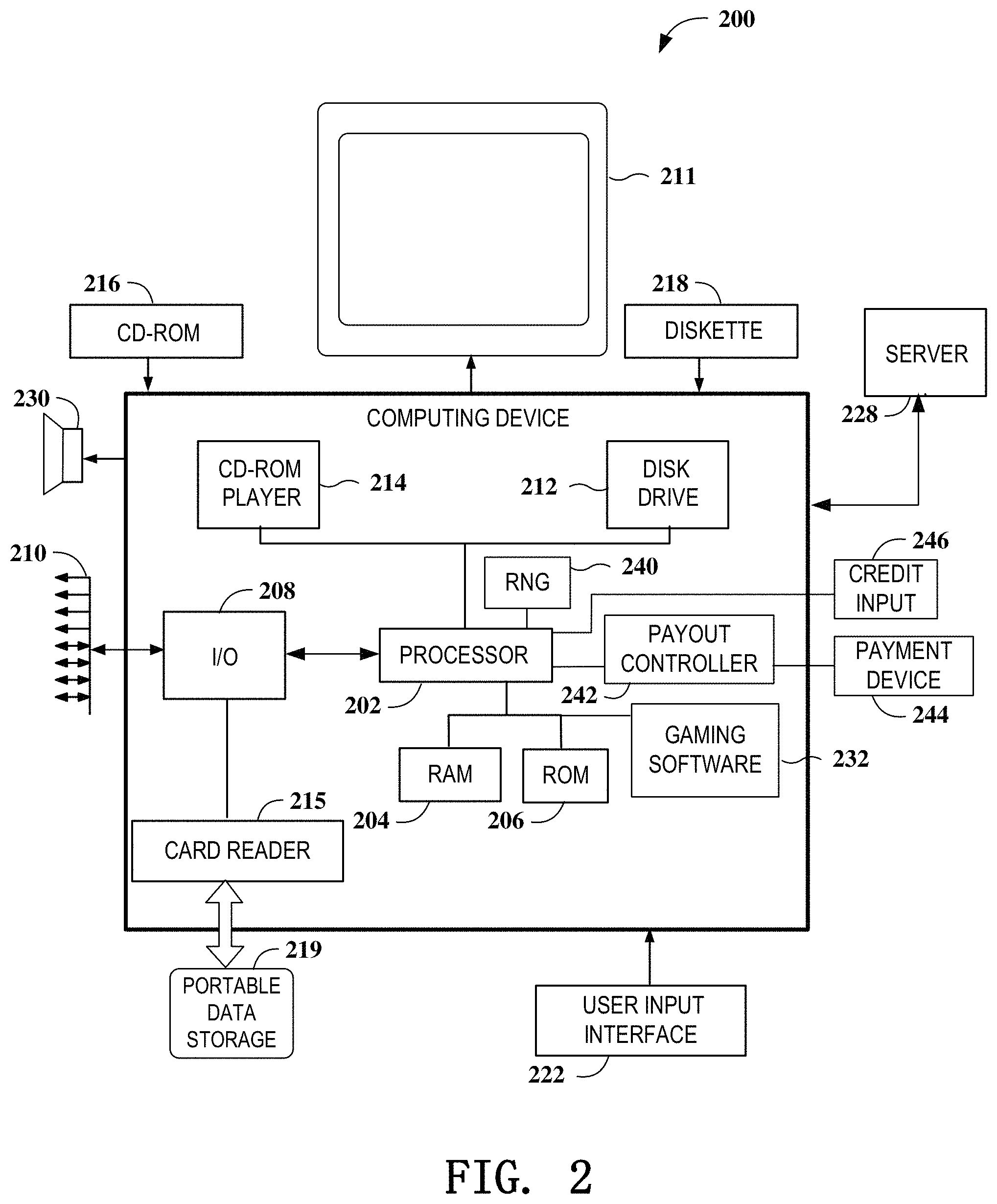 Patent US11776364 Figure 2 – Gaming device having poker lock and improve feature