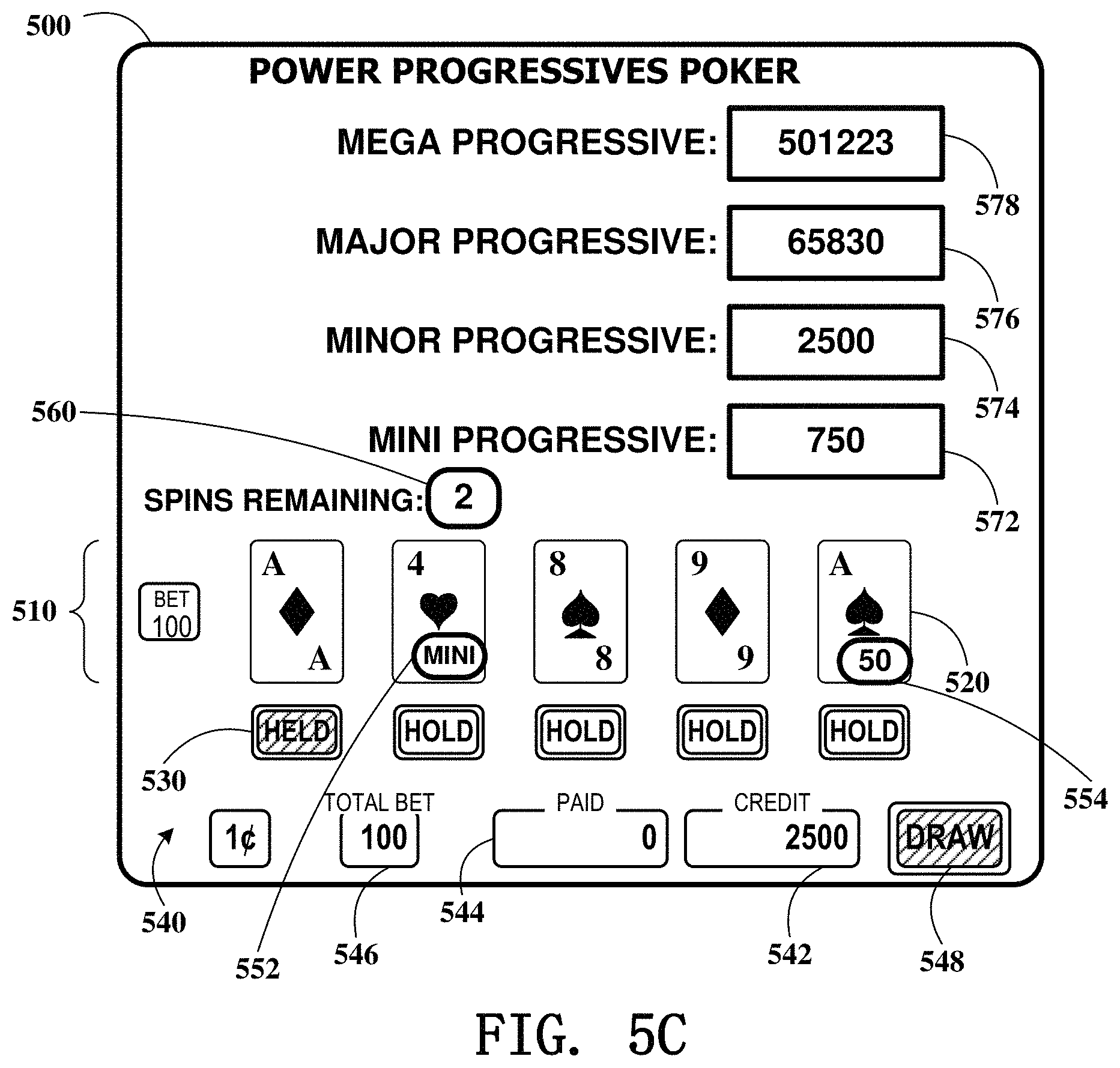 Patent US11776364 Figure 9 – Gaming device having poker lock and improve feature
