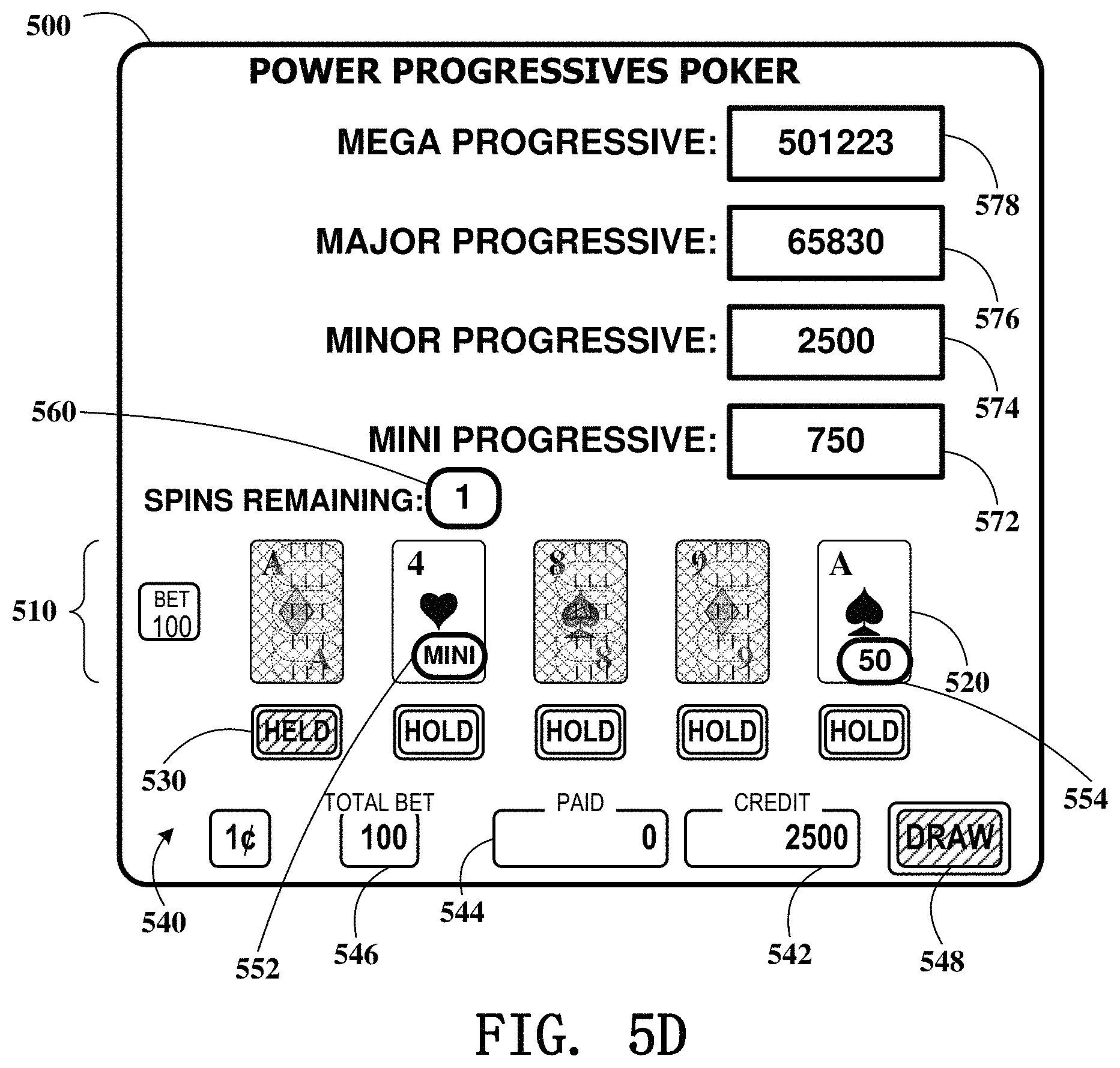 Patent US11776364 Figure 10 – Gaming device having poker lock and improve feature