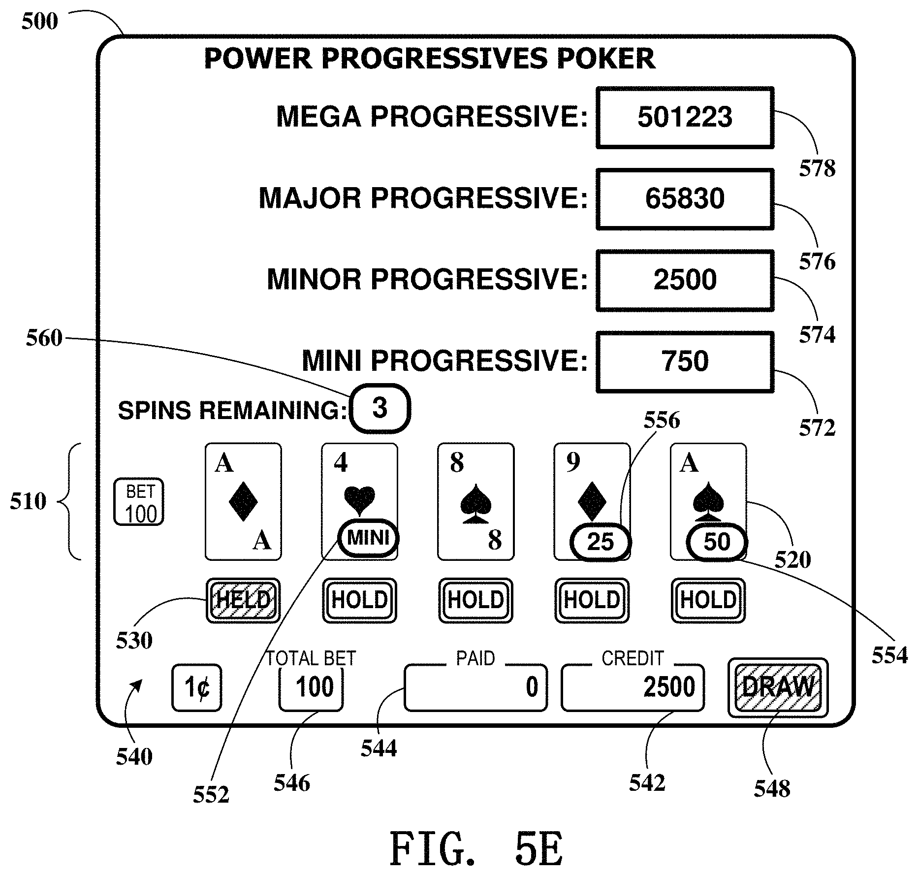 Patent US11776364 Figure 11 – Gaming device having poker lock and improve feature