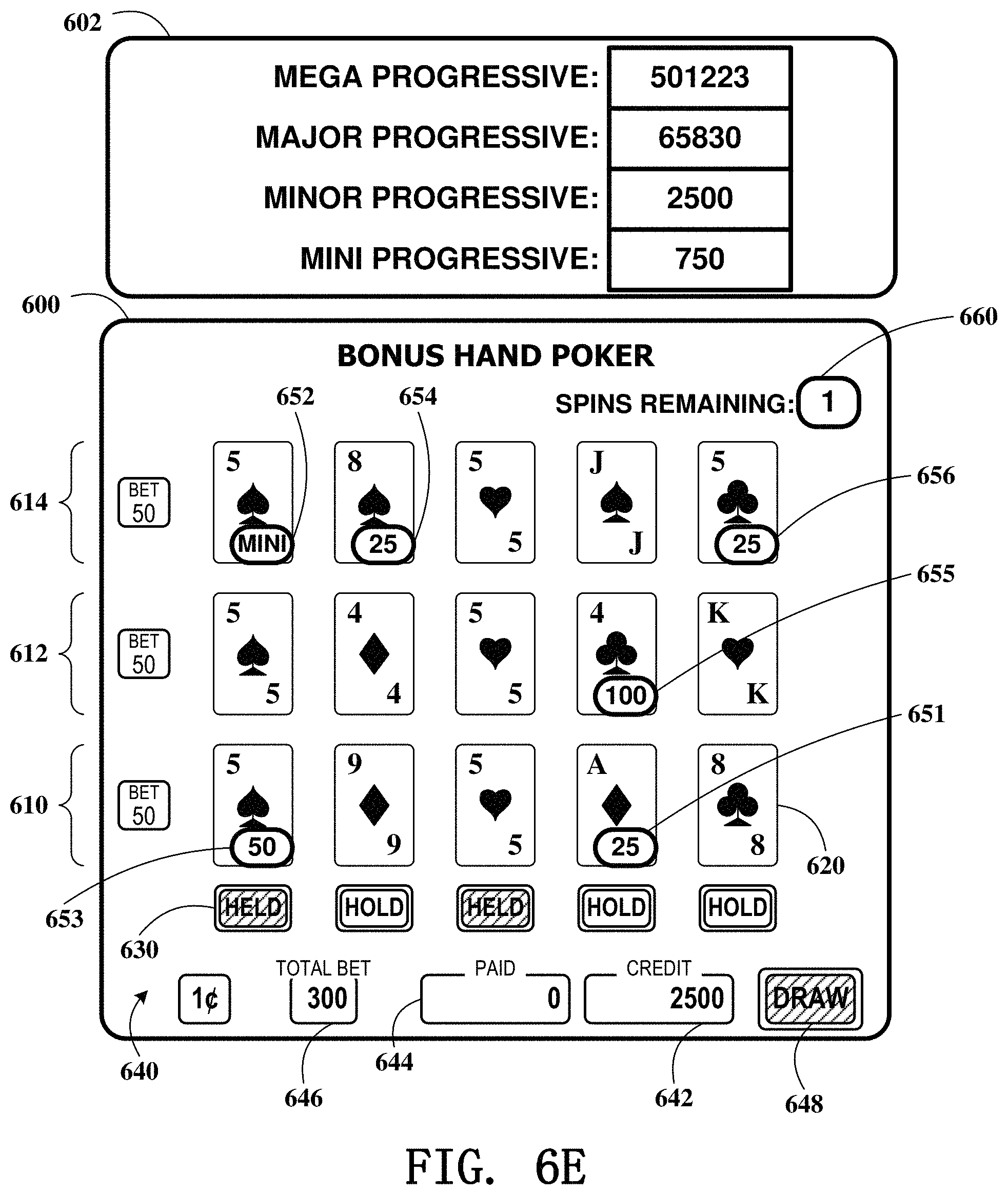 Patent US11776364 Figure 16 – Gaming device having poker lock and improve feature
