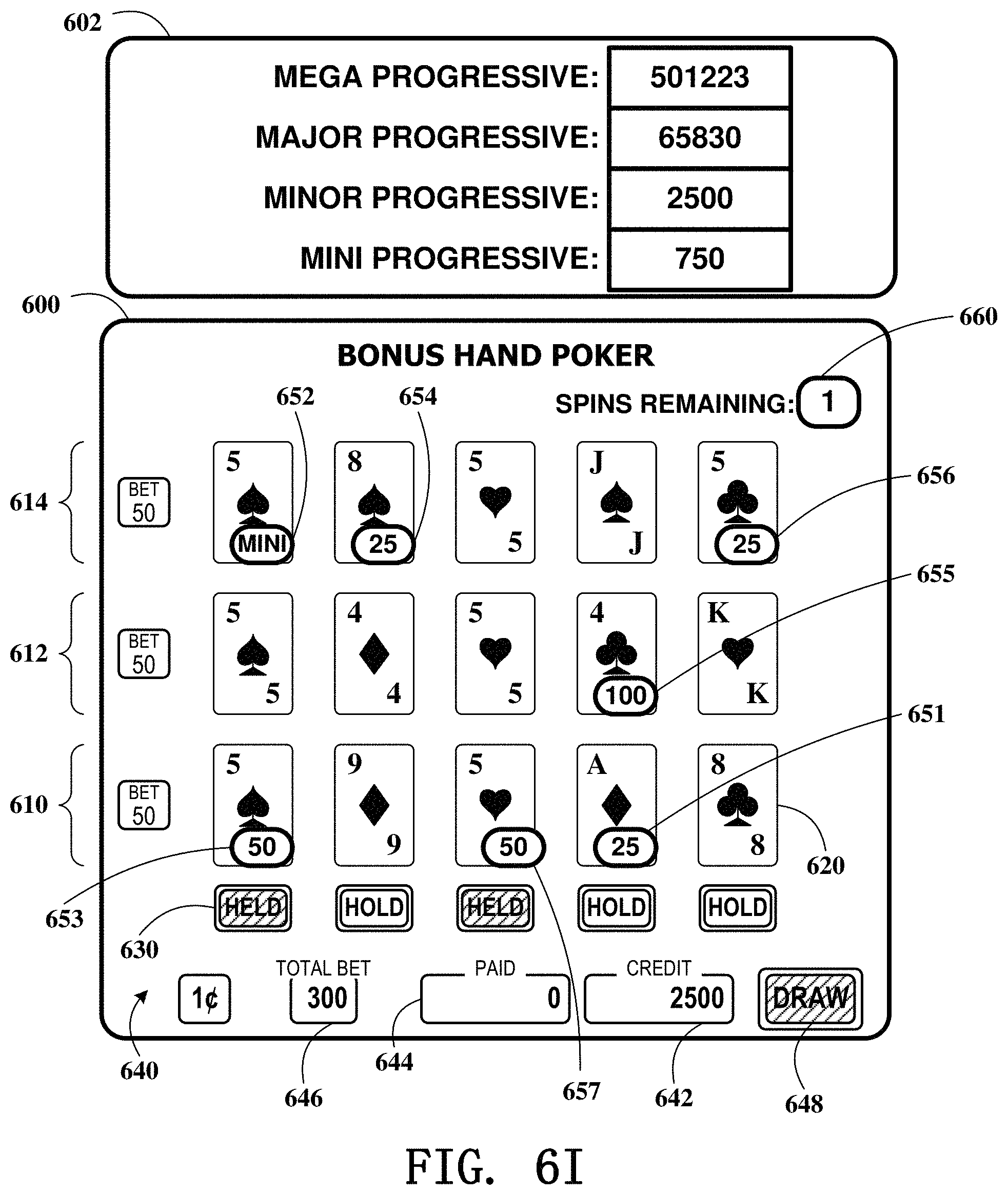 Patent US11776364 Figure 20 – Gaming device having poker lock and improve feature