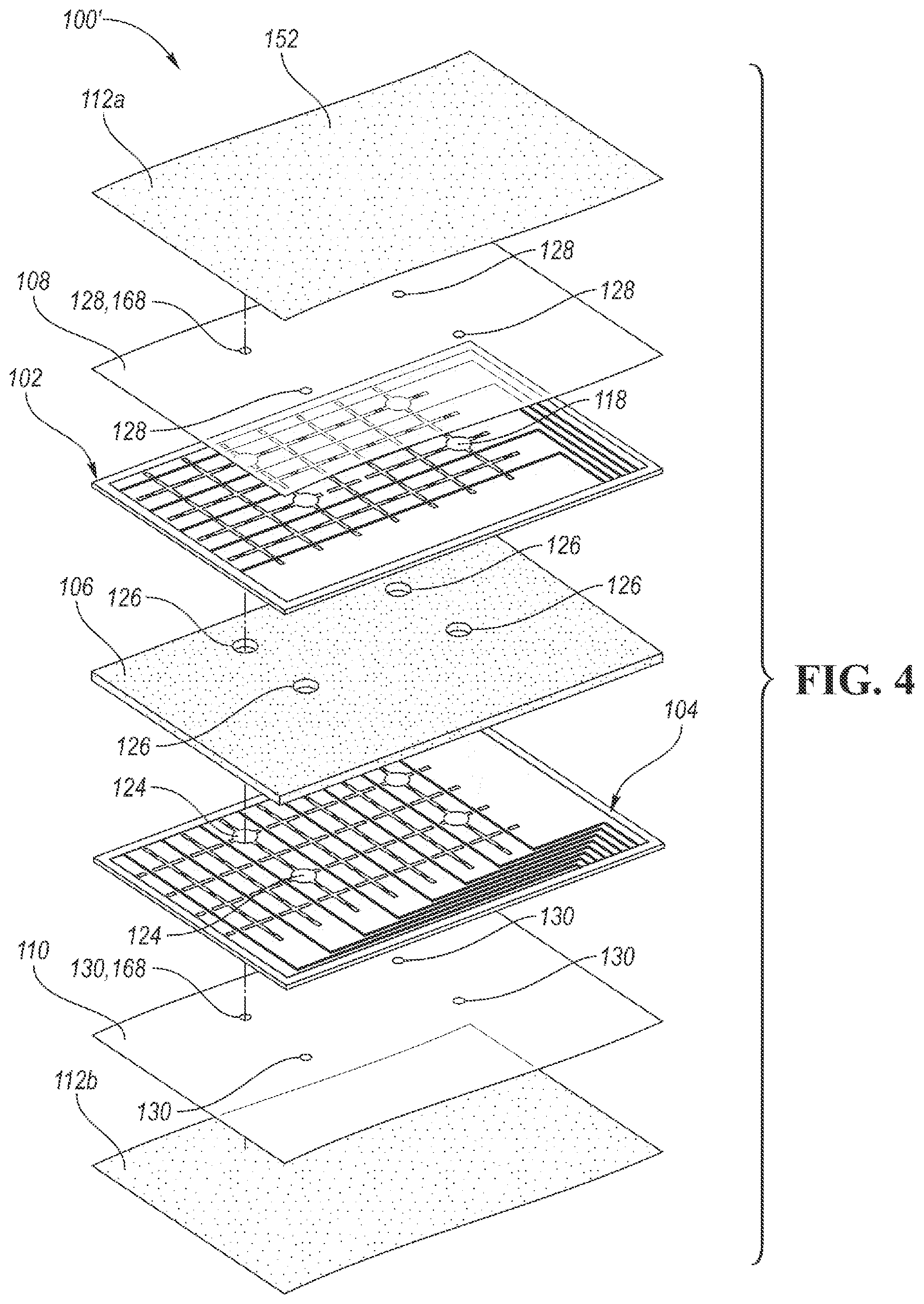 Patent US11776375 Figure 4 – Pressure sensing mat with vent holes