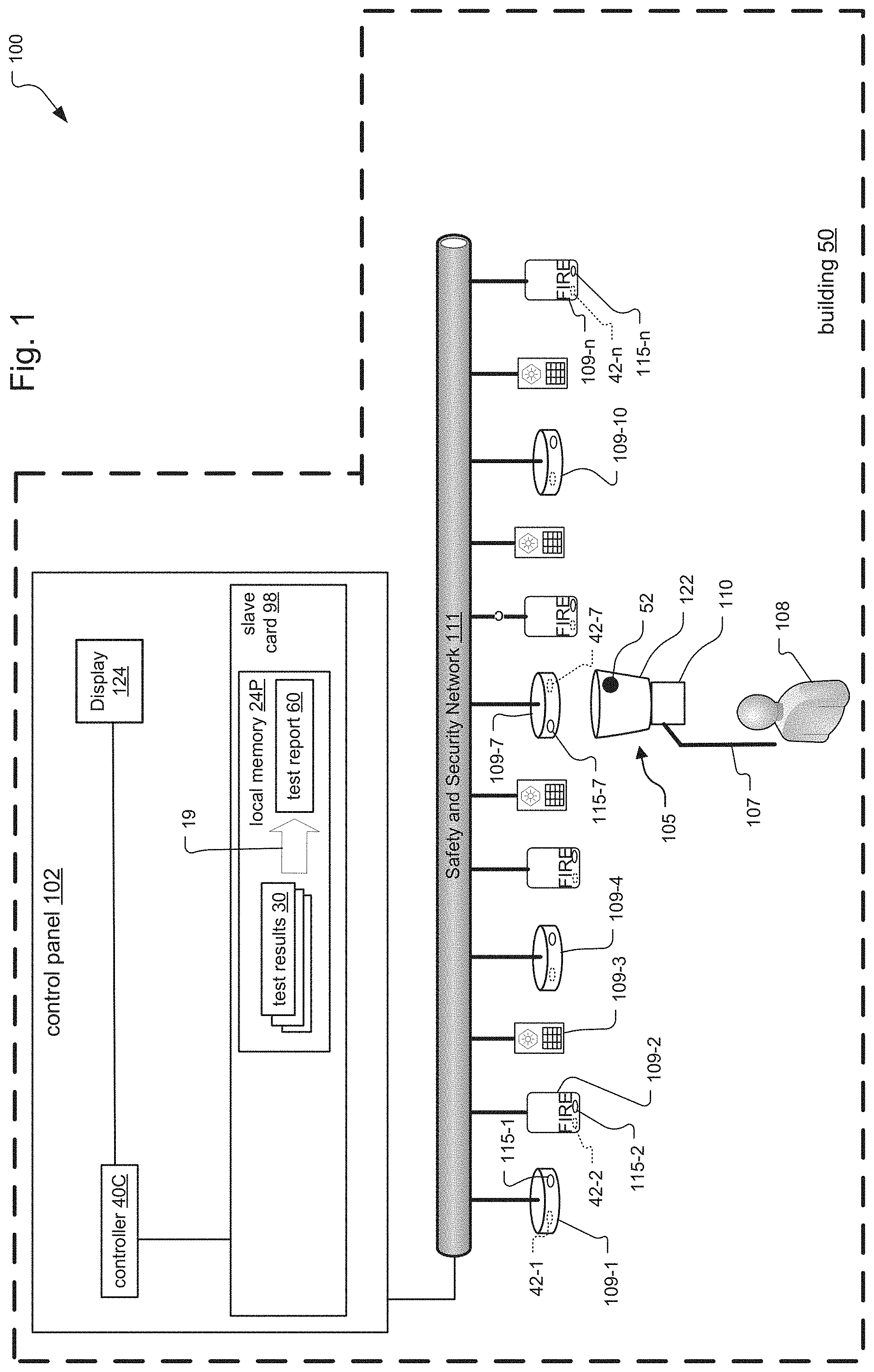Patent US11776386 — Smoke sensor with test switch and method of operation thereof — Figure 1