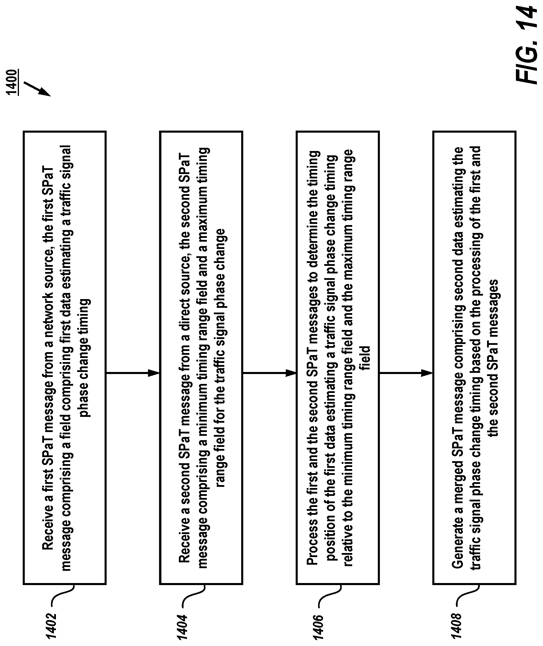 Patent US11776398 Figure 14 – Apparatus, system and method for merging and applying intersection data for a vehicle