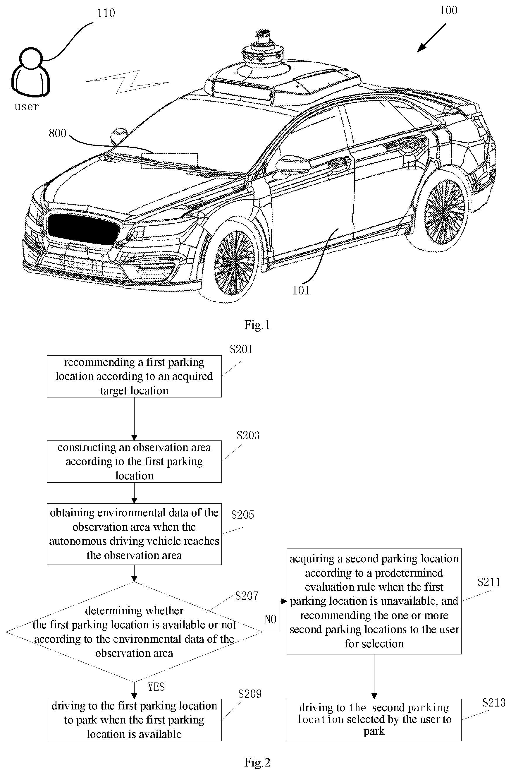 Patent US11776403 Figure 1 – Autonomous driving vehicle, intelligent parking method and intelligent control device for autonomous driving vehicle
