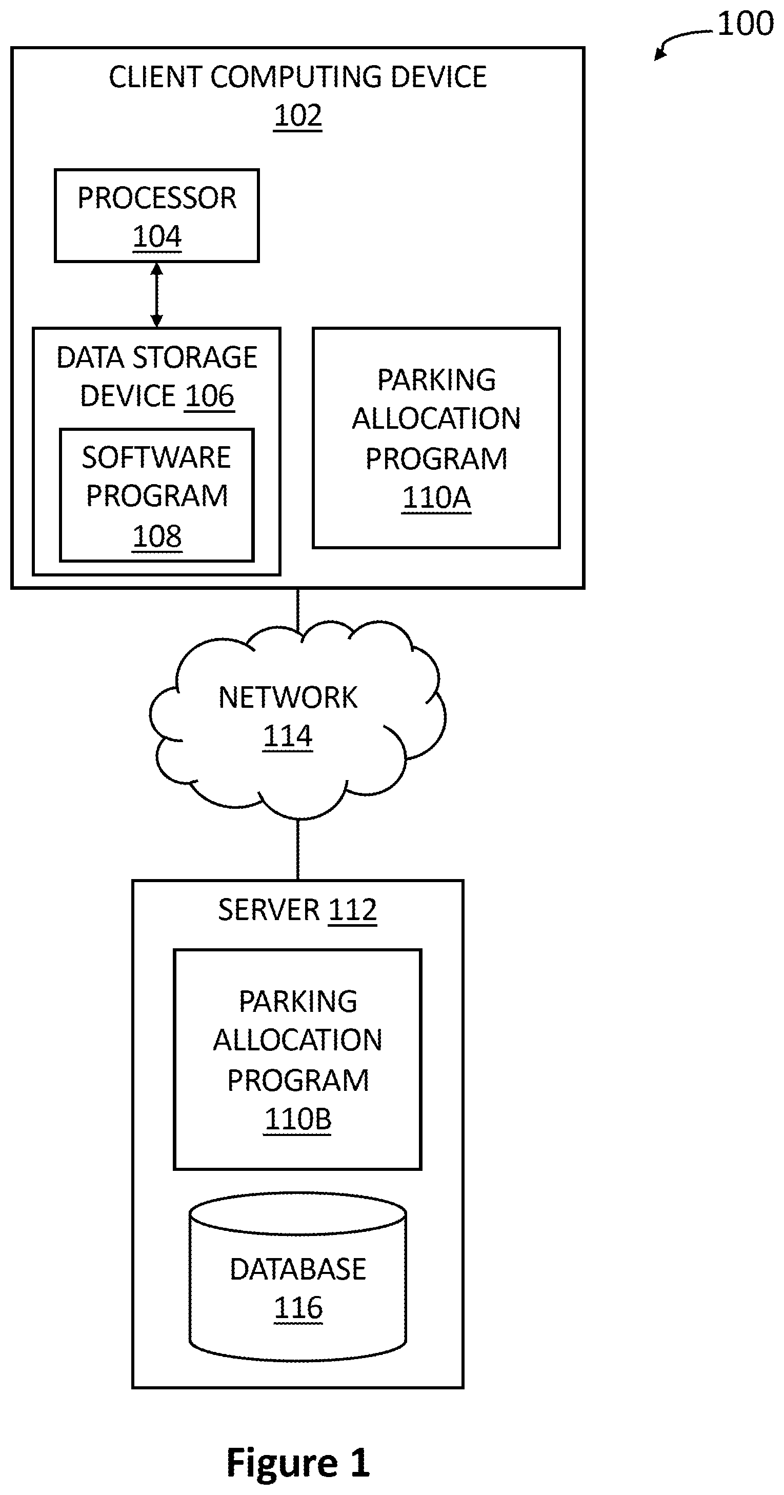 Patent US11776404 Figure 1 – Ad-hoc network optimization by parking allocation