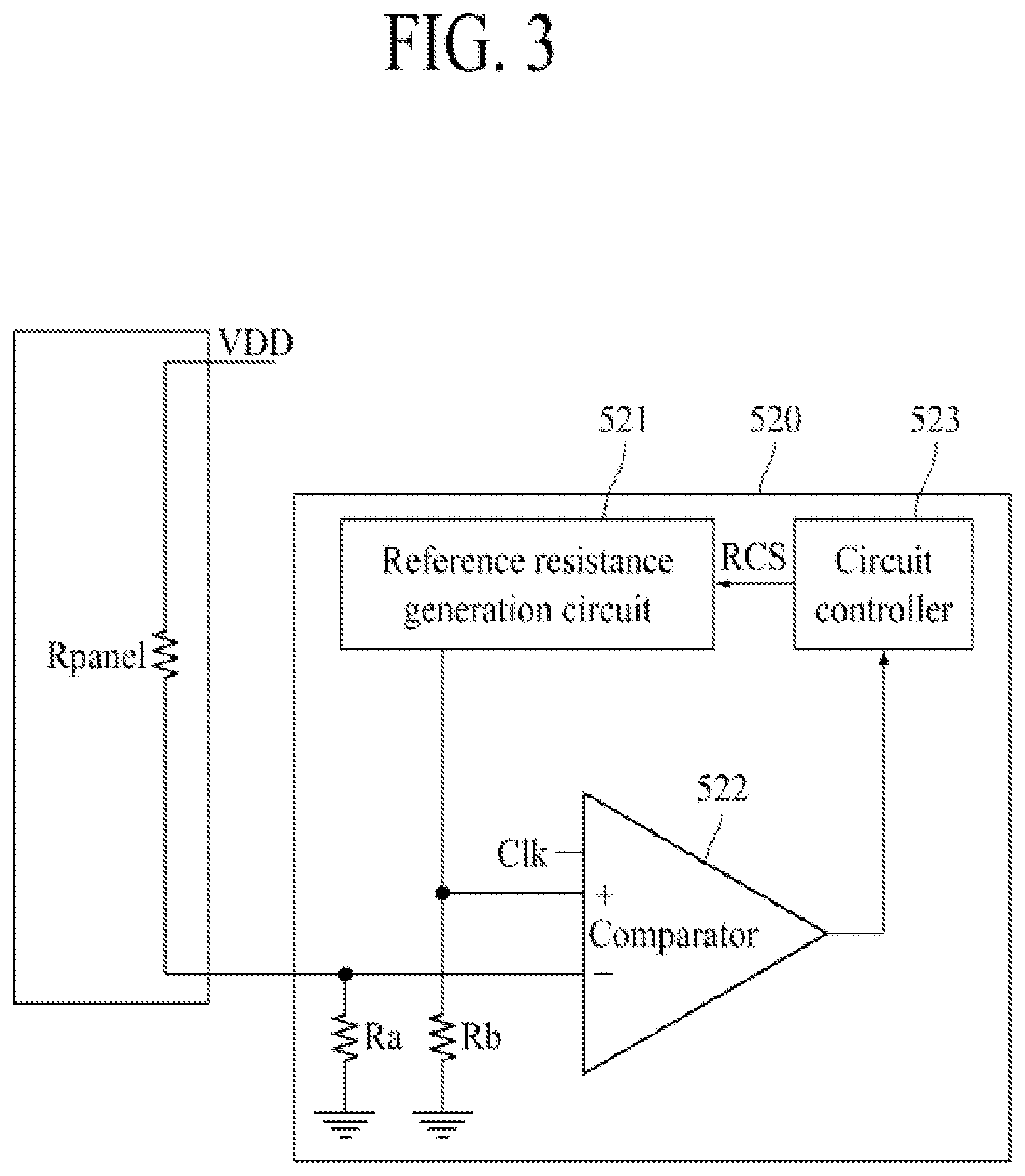 Patent US11776439 Figure 3 – Display driver including crack resistance measurement circuit and method of measuring crack of display panel