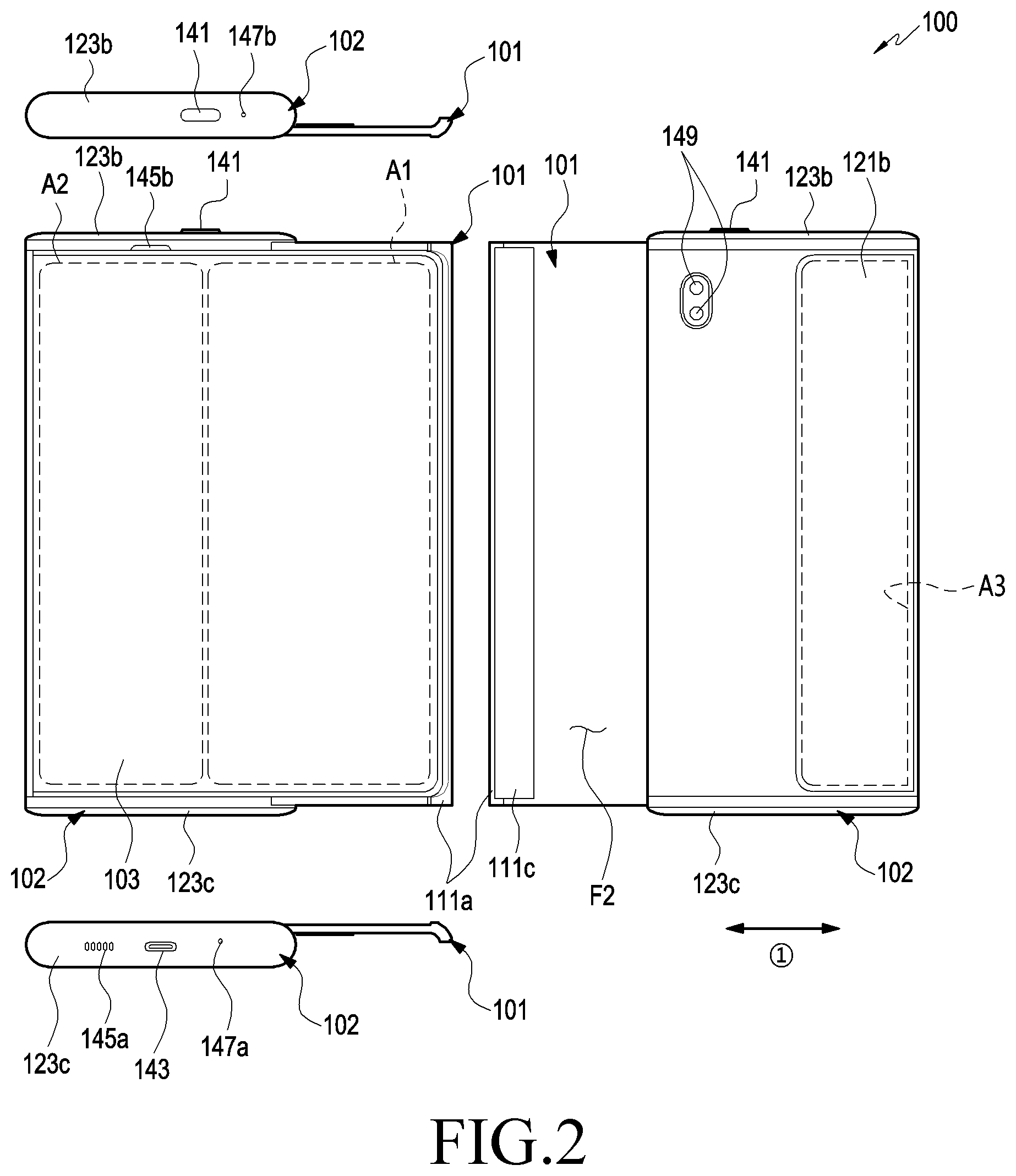 Patent US11776440 Figure 2 – Electronic device including flexible display and method of operating the same