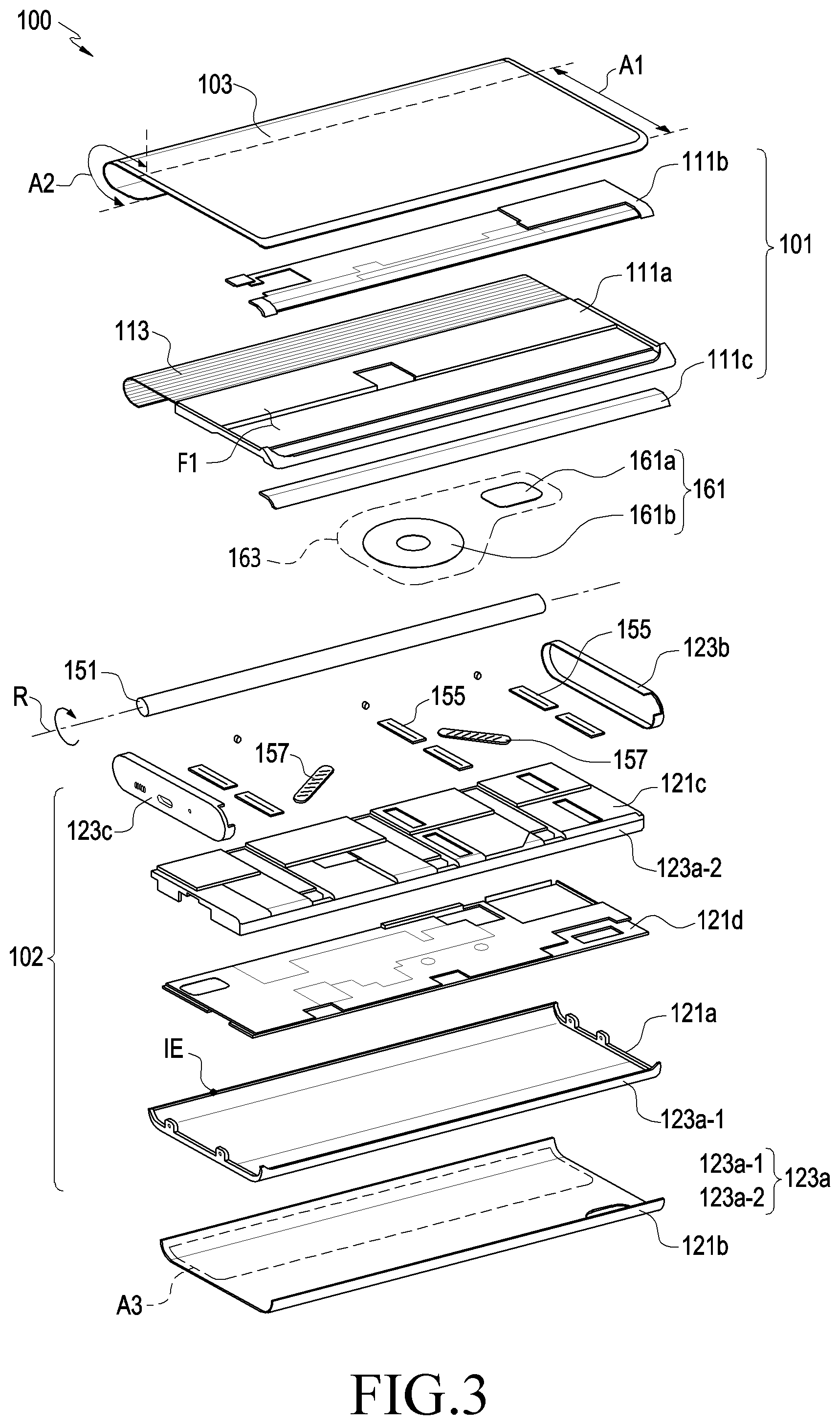 Patent US11776440 Figure 3 – Electronic device including flexible display and method of operating the same