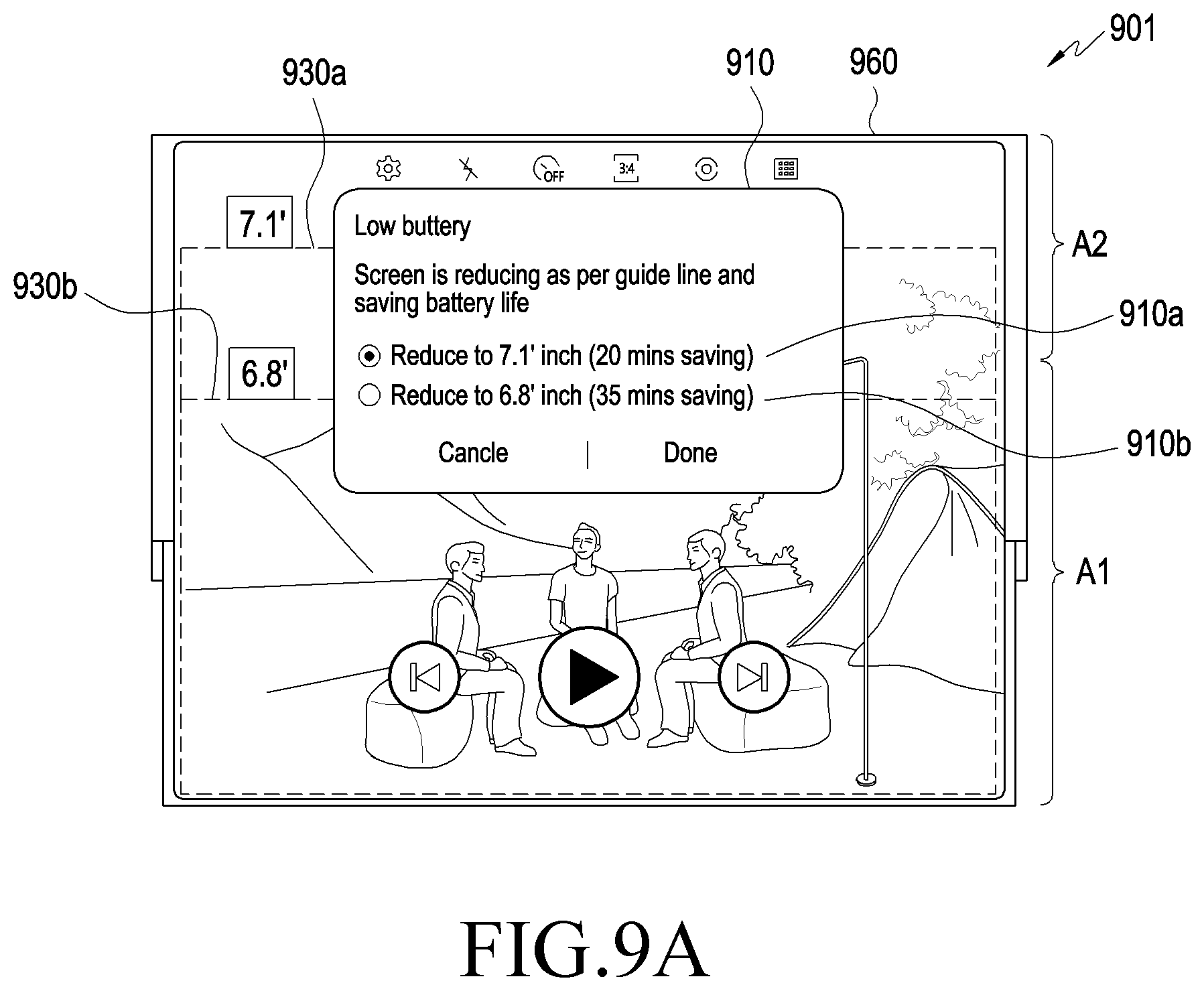 Patent US11776440 Figure 12 – Electronic device including flexible display and method of operating the same