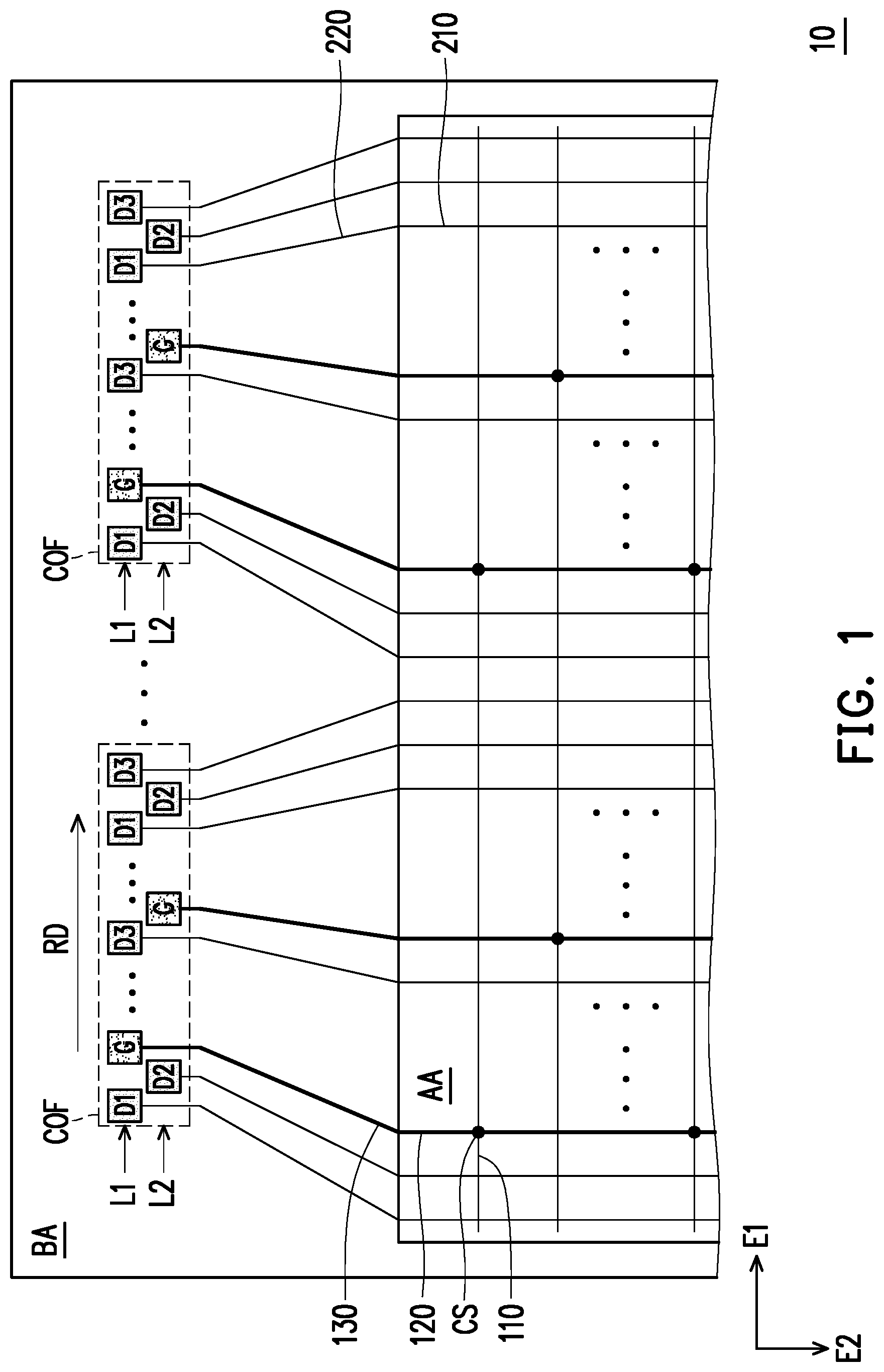 Patent US11776444 Figure 1 – Pixel array substrate