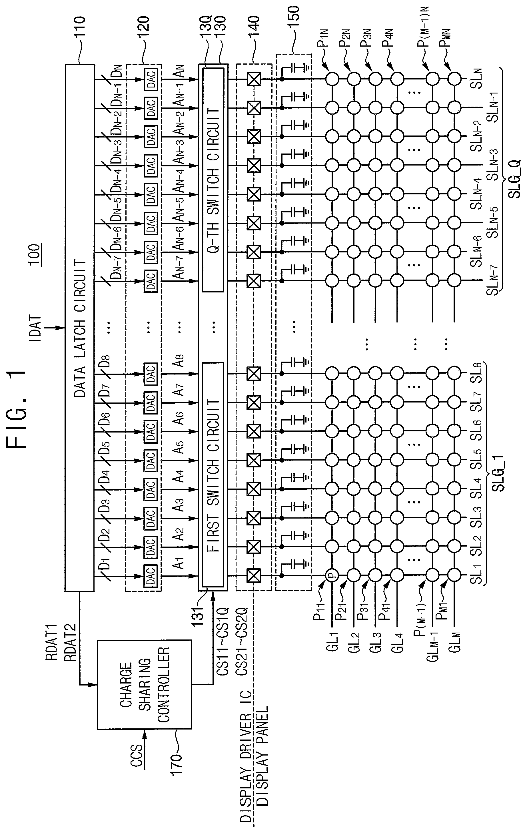 Patent US11776473 Figure 1 – Display device performing charge sharing