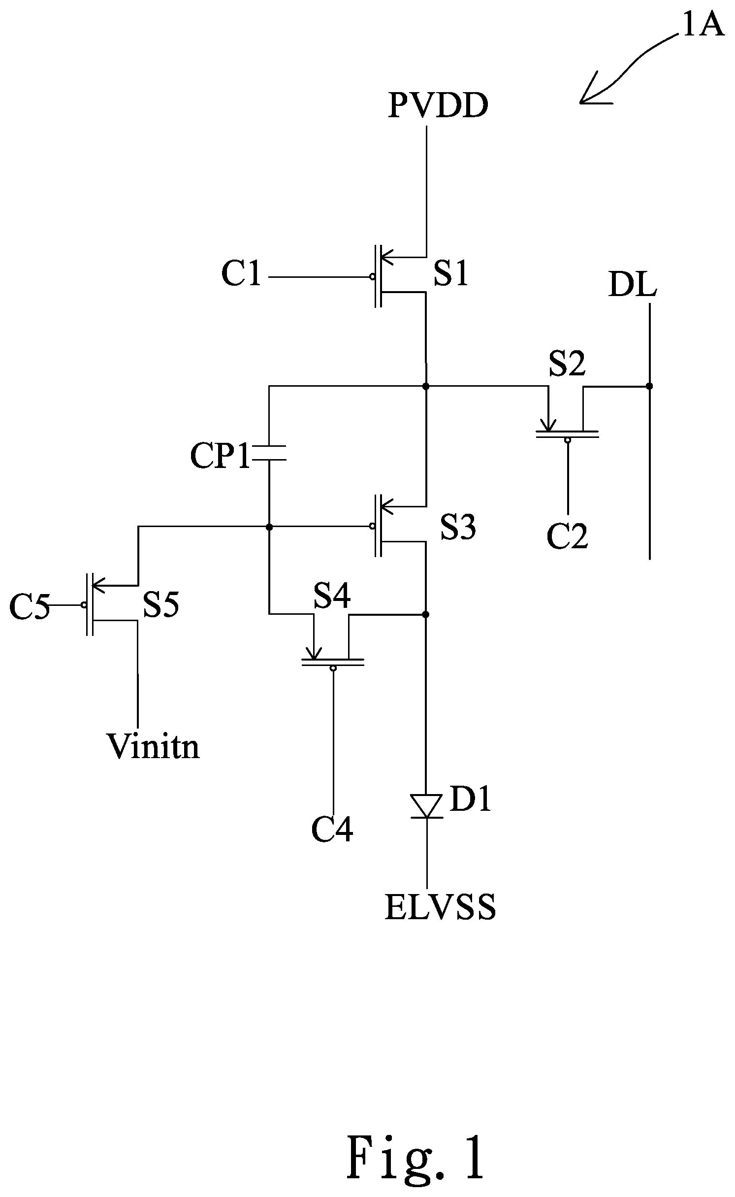 Patent US11776477 Figure 1 – Pixel circuit of a display panel