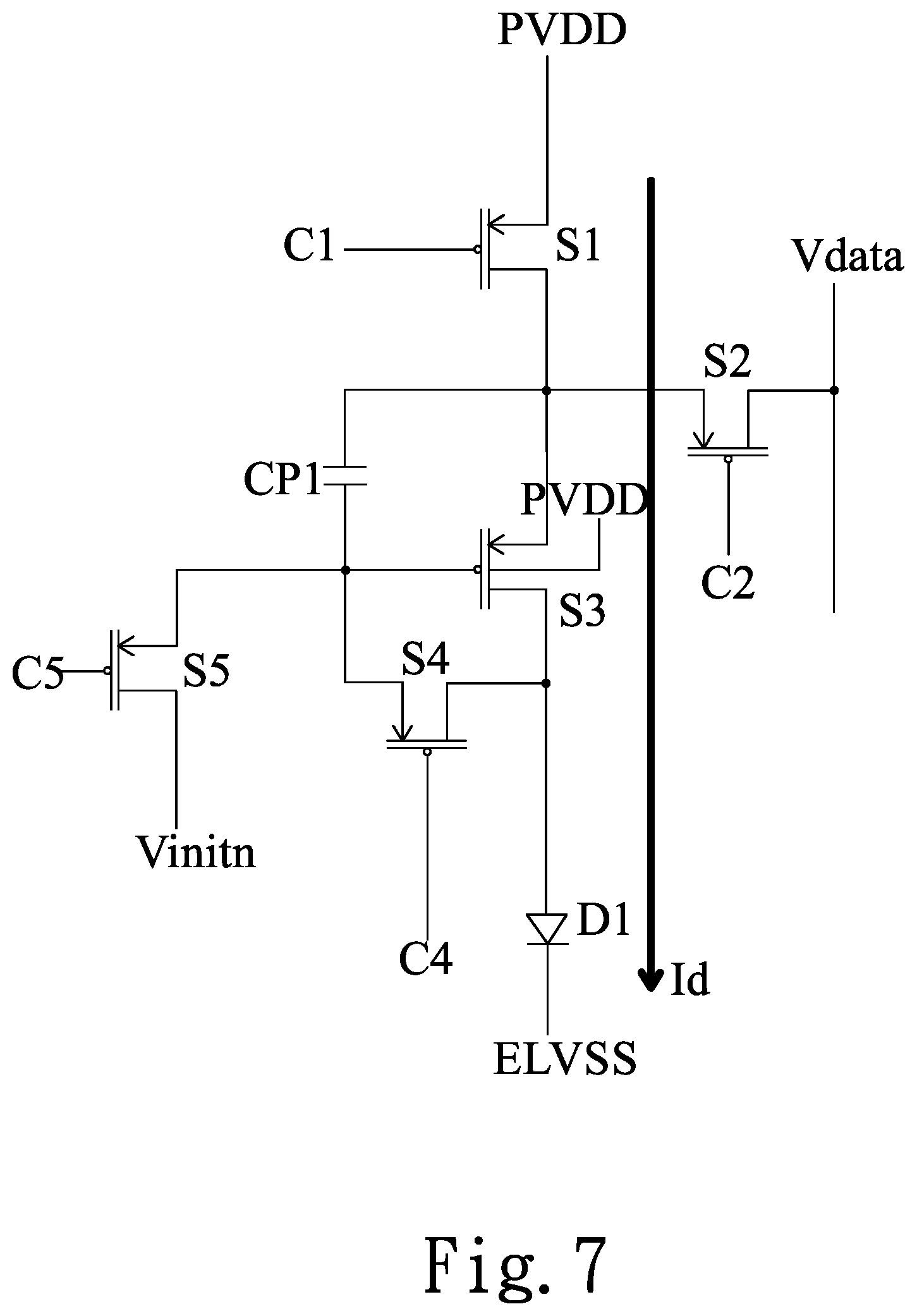 Patent US11776477 Figure 7 – Pixel circuit of a display panel