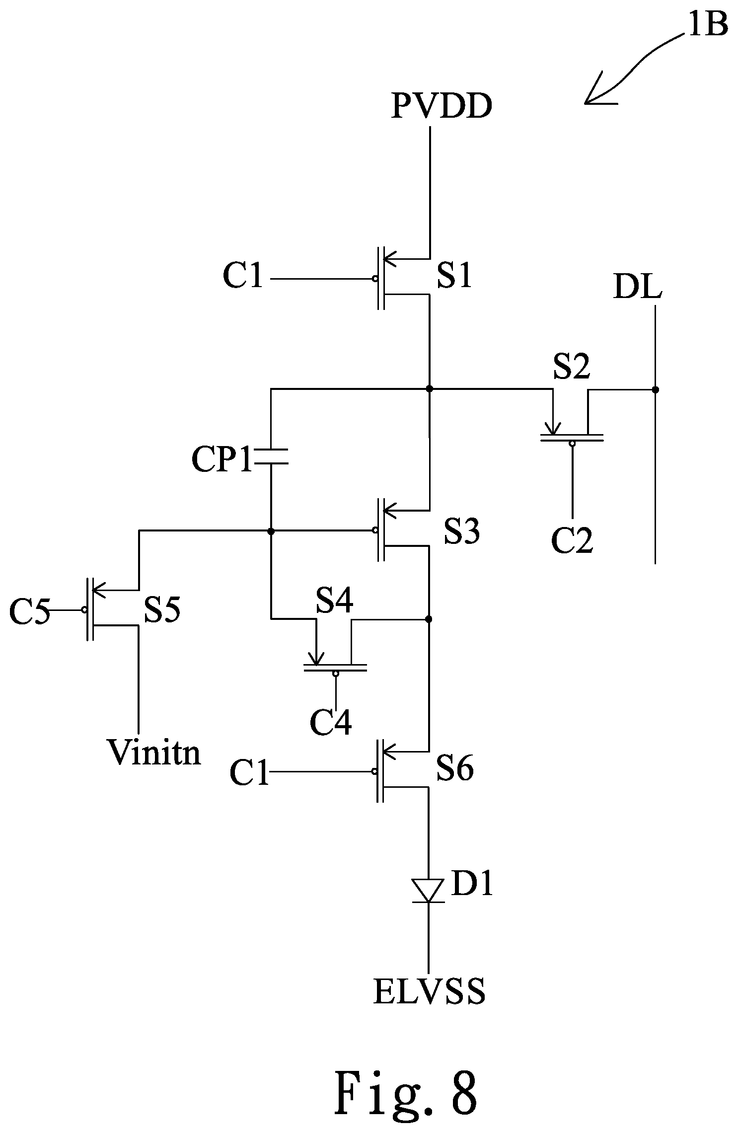 Patent US11776477 Figure 8 – Pixel circuit of a display panel