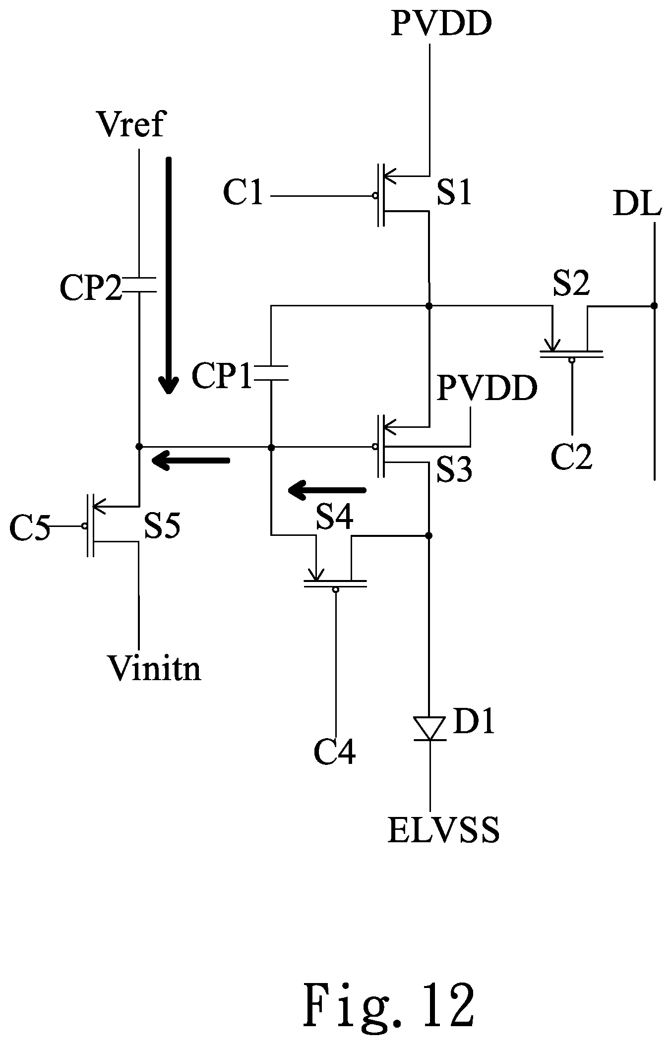 Patent US11776477 Figure 12 – Pixel circuit of a display panel