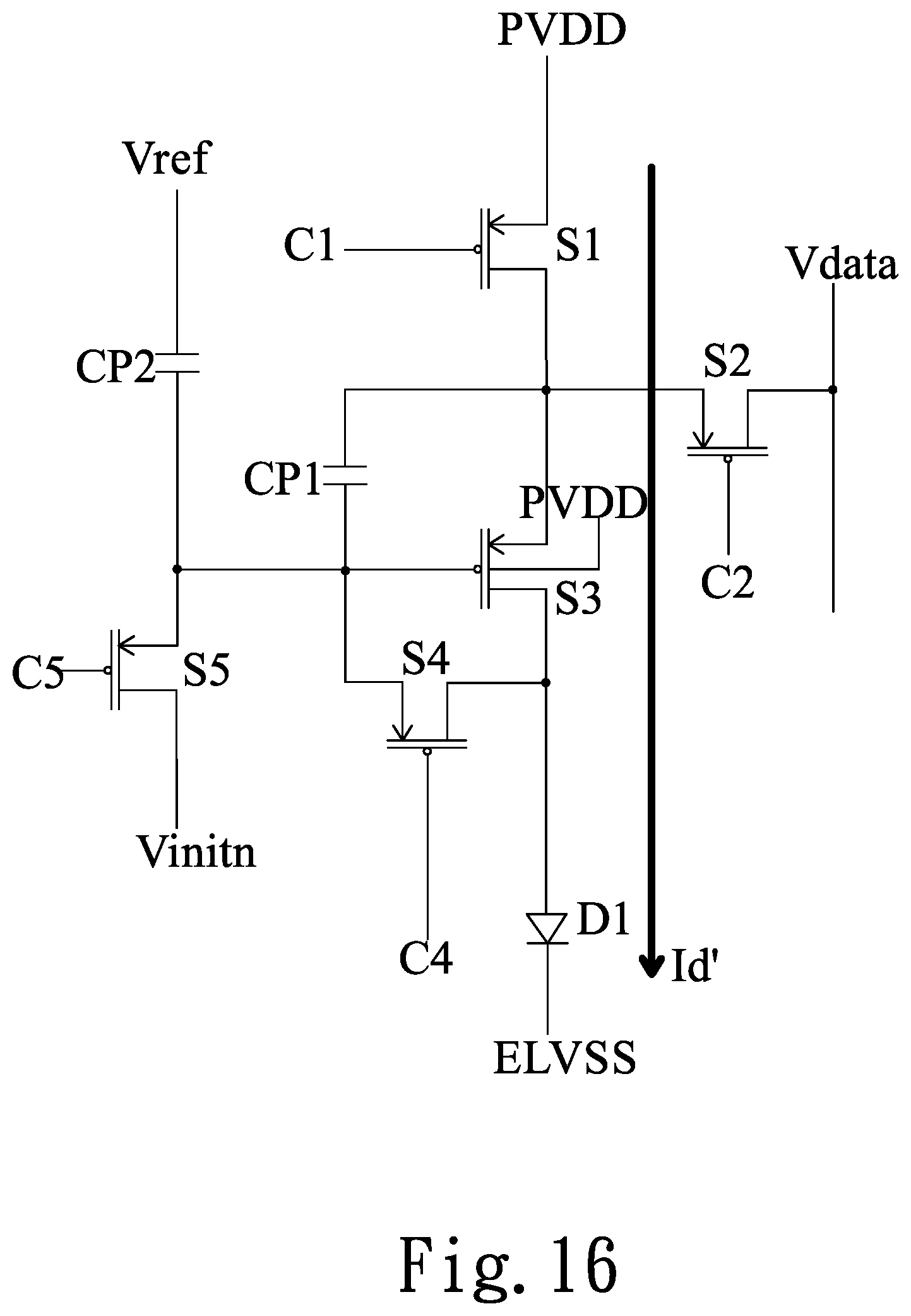 Patent US11776477 Figure 16 – Pixel circuit of a display panel