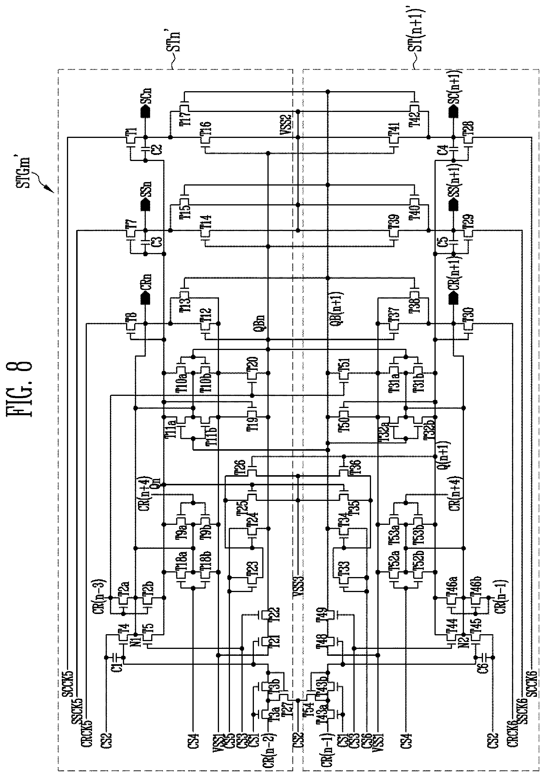 Patent US11776482 Figure 7 – Scan driver for a display device with reduced degradation of transistors