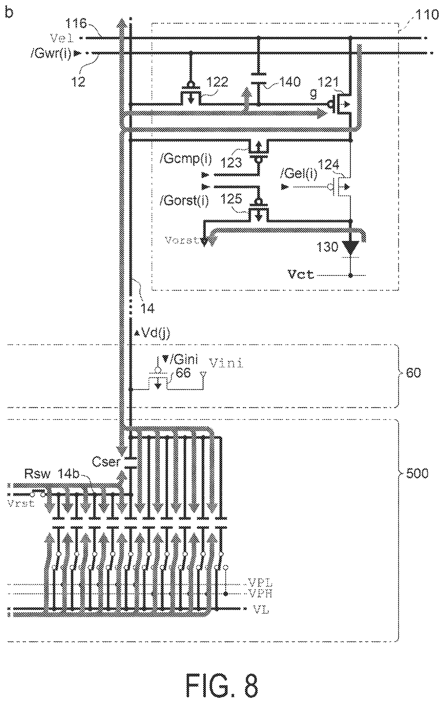 Patent US11776487 Figure 8 – DA conversion circuit, electro-optical device and electronic apparatus