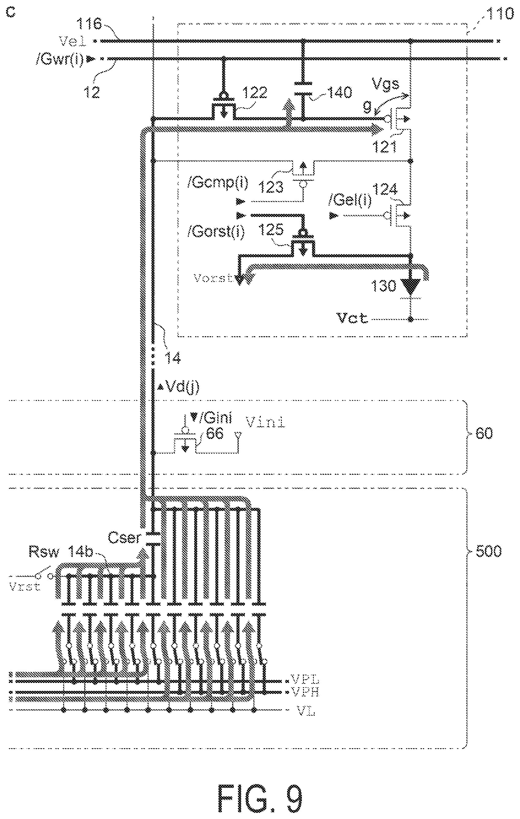 Patent US11776487 Figure 9 – DA conversion circuit, electro-optical device and electronic apparatus