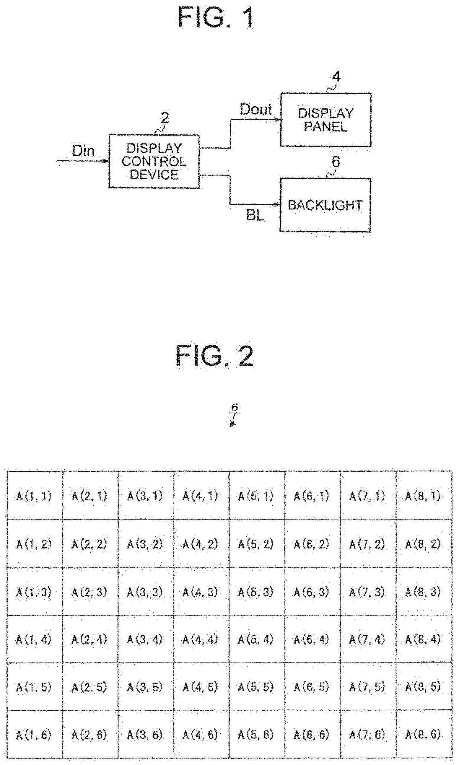 Patent US11776491 — Display control device, image display device, display control method, and recording medium to control a light emission amount of a region based on a light source control value for the region — Figure 1