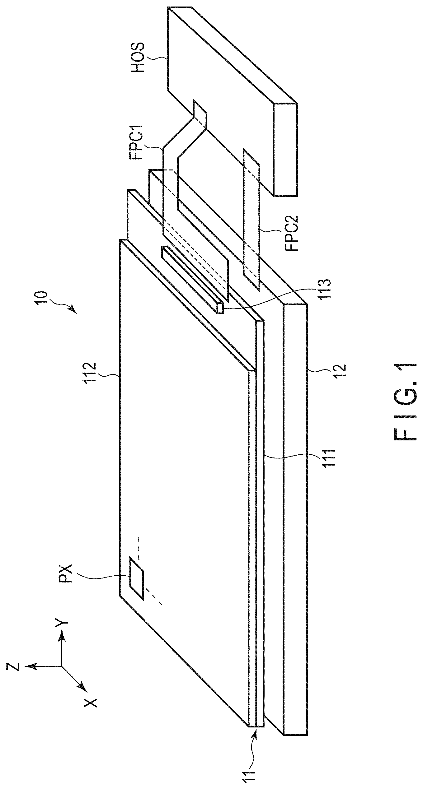 Patent US11776499 Figure 1 – Display device including subpixels having light-shielded opening portions