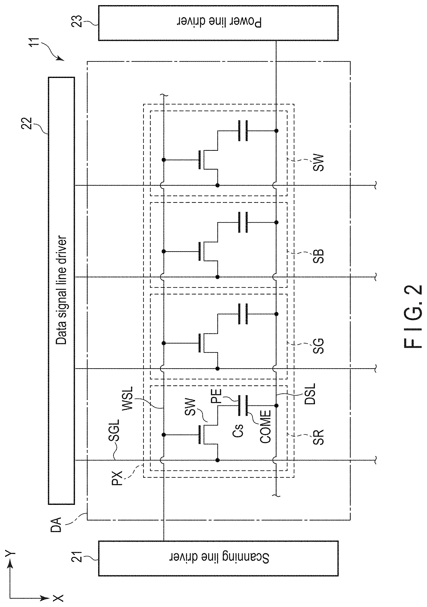 Patent US11776499 Figure 2 – Display device including subpixels having light-shielded opening portions
