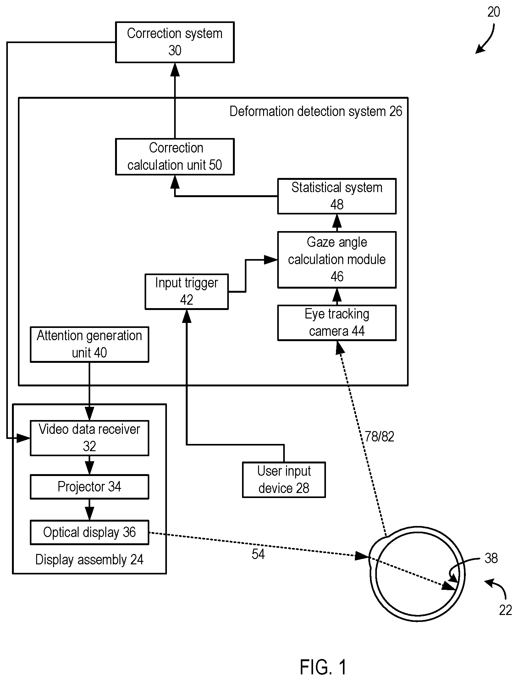 Patent US11776509 Figure 1 – Image correction due to deformation of components of a viewing device