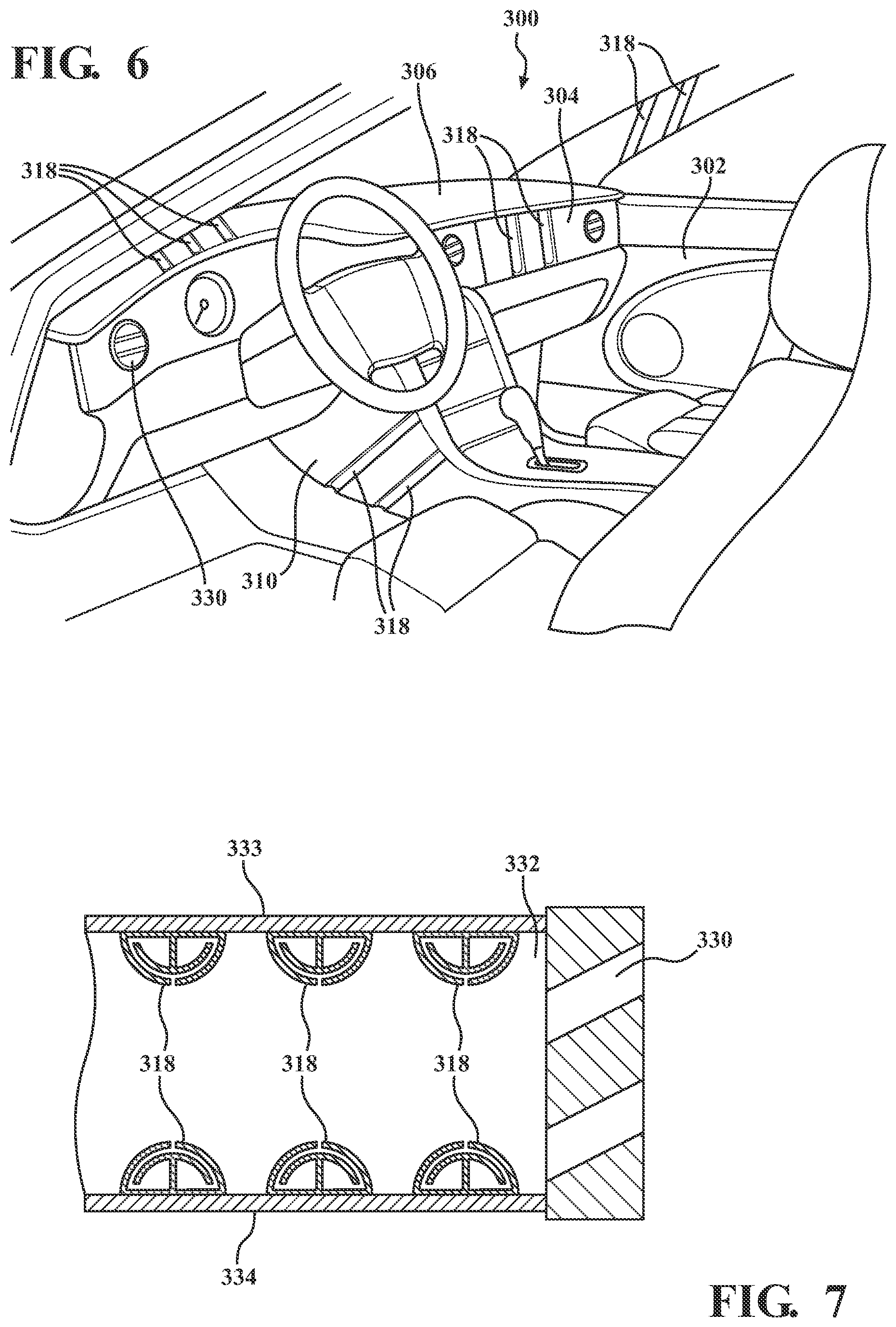 Patent US11776521 Figure 5 – Sound absorbing structure having one or more acoustic scatterers attached to or forming a vehicle structure