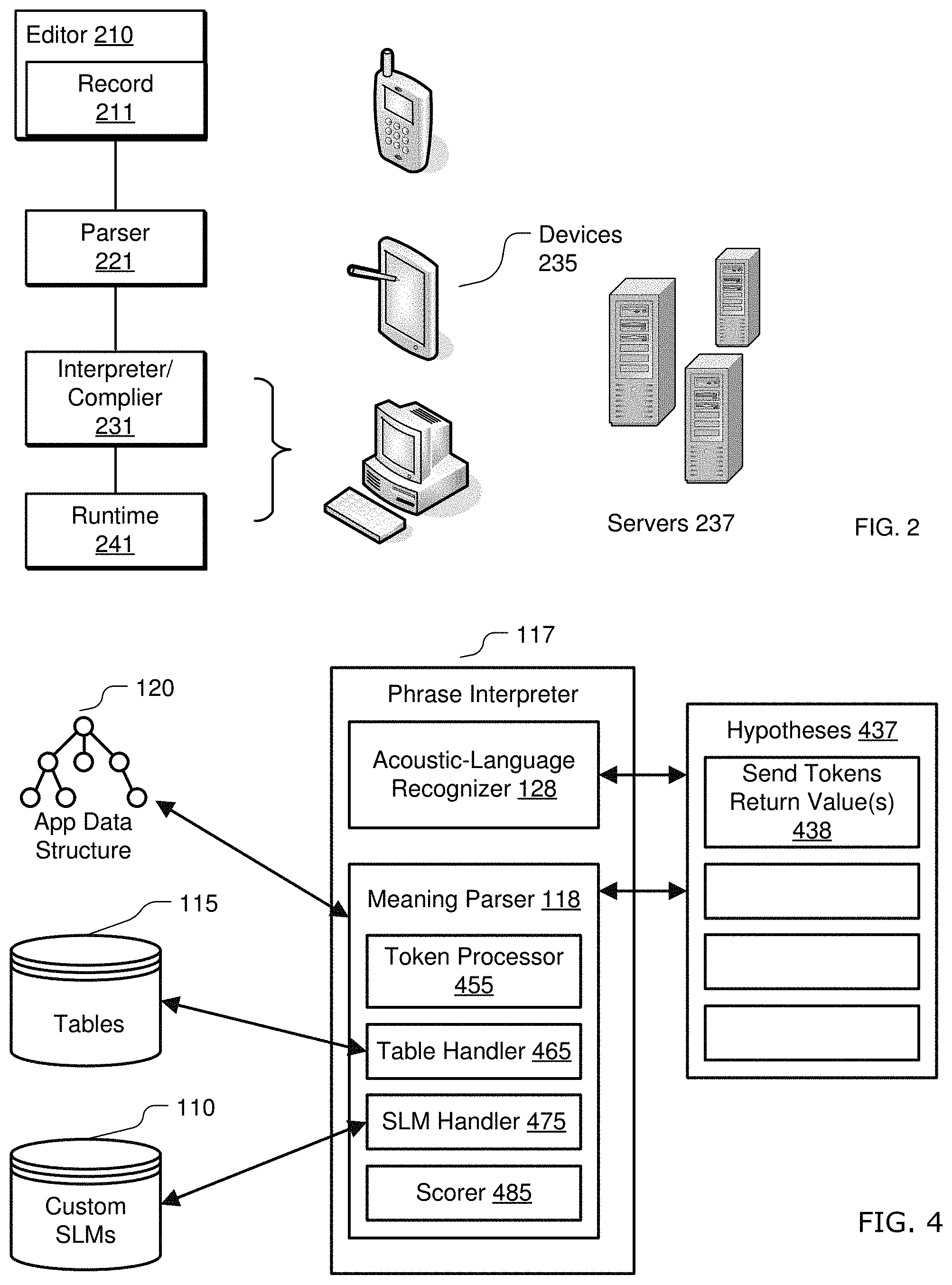 Patent US11776533 Figure 2 – Building a natural language understanding application using a received electronic record containing programming code including an interpret-block, an interpret-statement, a pattern expression and an action statement