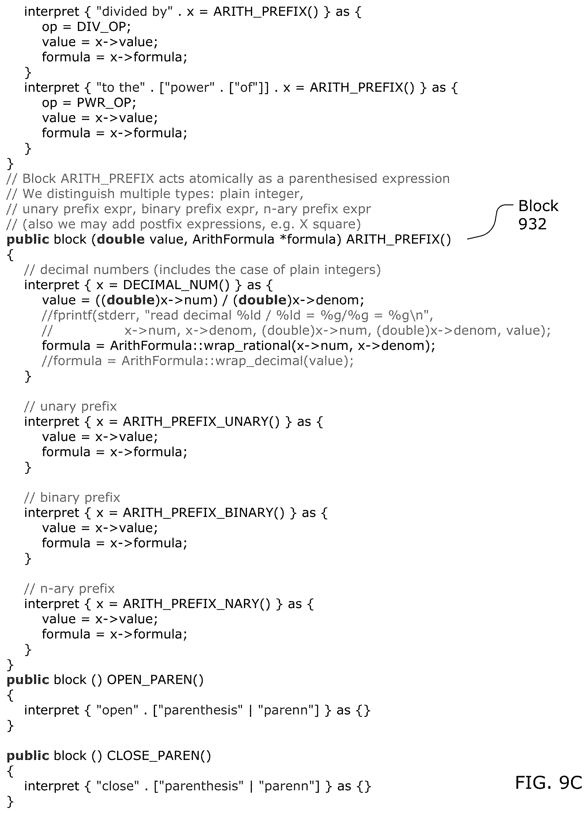 Patent US11776533 Figure 9 – Building a natural language understanding application using a received electronic record containing programming code including an interpret-block, an interpret-statement, a pattern expression and an action statement