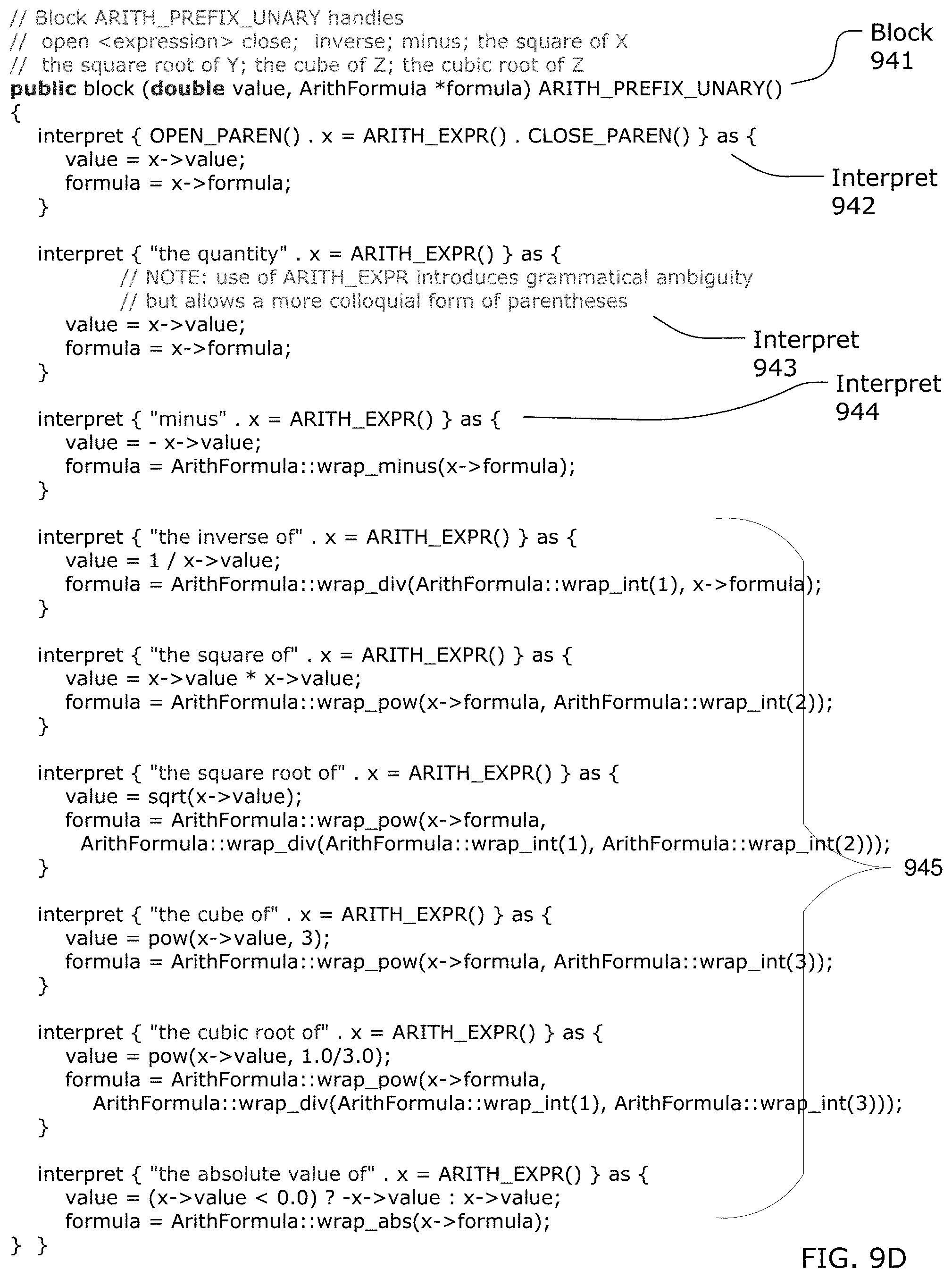 Patent US11776533 Figure 10 – Building a natural language understanding application using a received electronic record containing programming code including an interpret-block, an interpret-statement, a pattern expression and an action statement