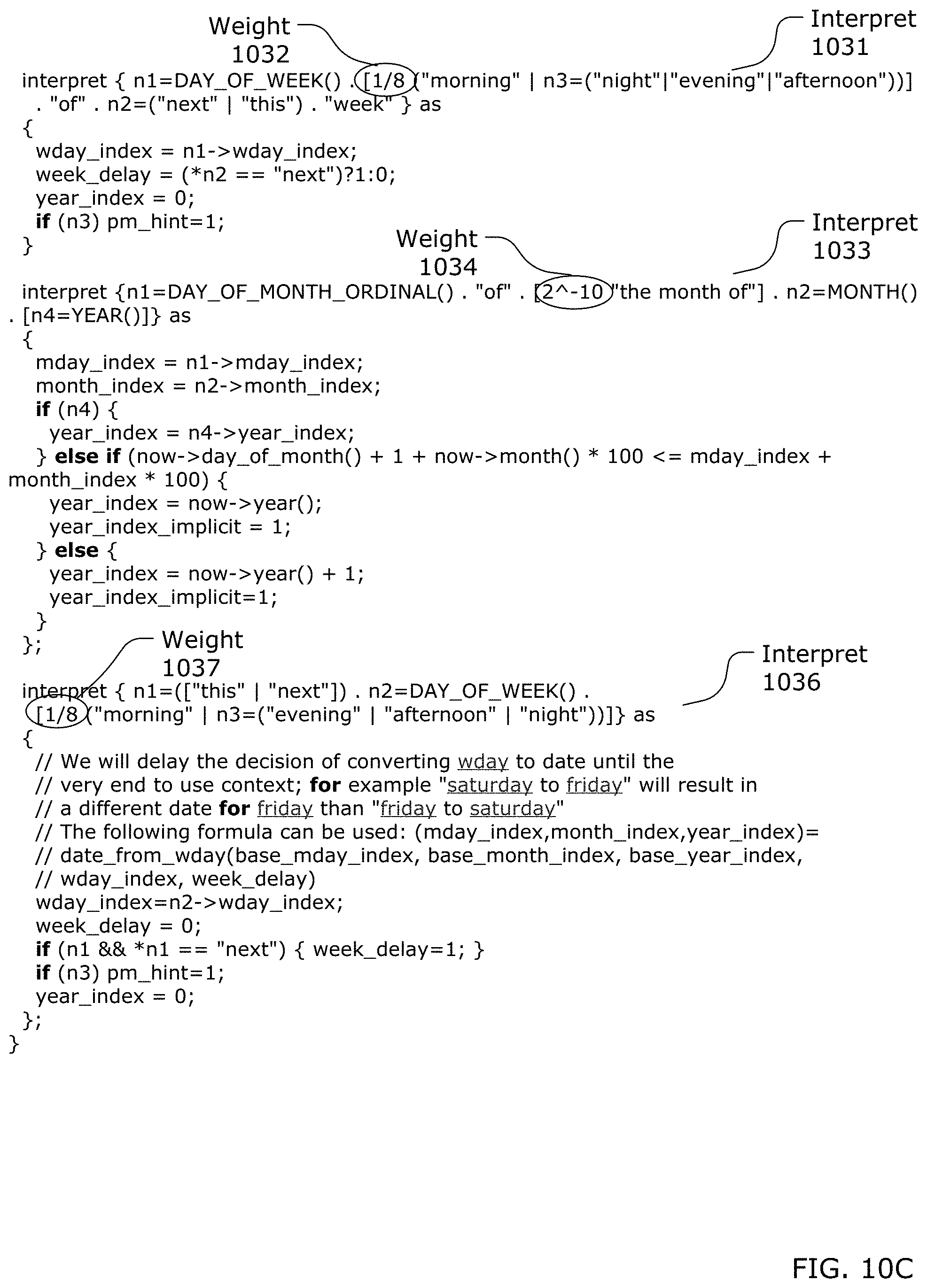 Patent US11776533 Figure 13 – Building a natural language understanding application using a received electronic record containing programming code including an interpret-block, an interpret-statement, a pattern expression and an action statement
