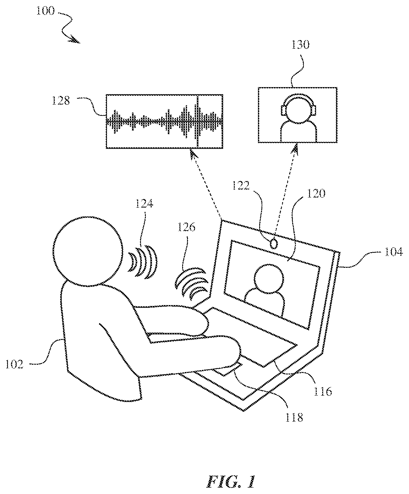 Patent US11776555 Figure 1 – Audio modification using interconnected electronic devices